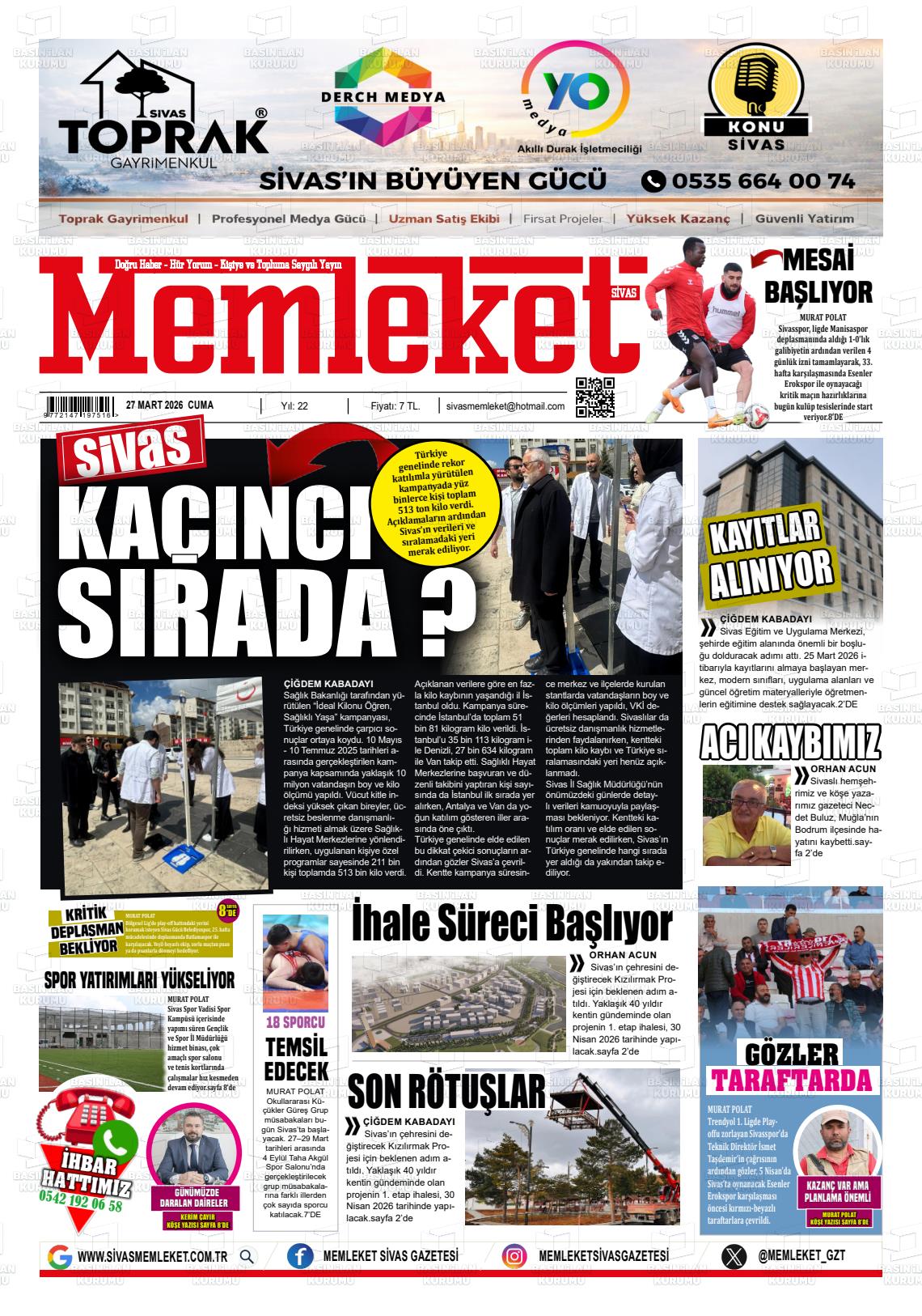 Sivas Memleket 27.03.2026