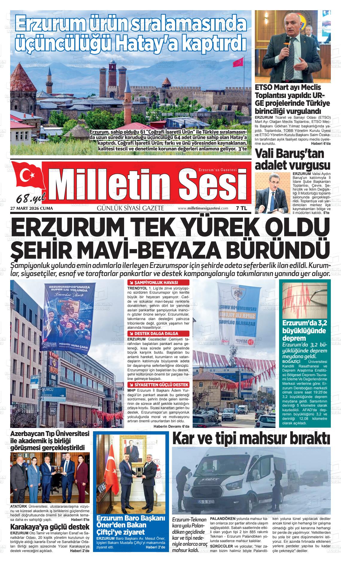 Erzurum Milletinsesi 27.03.2026