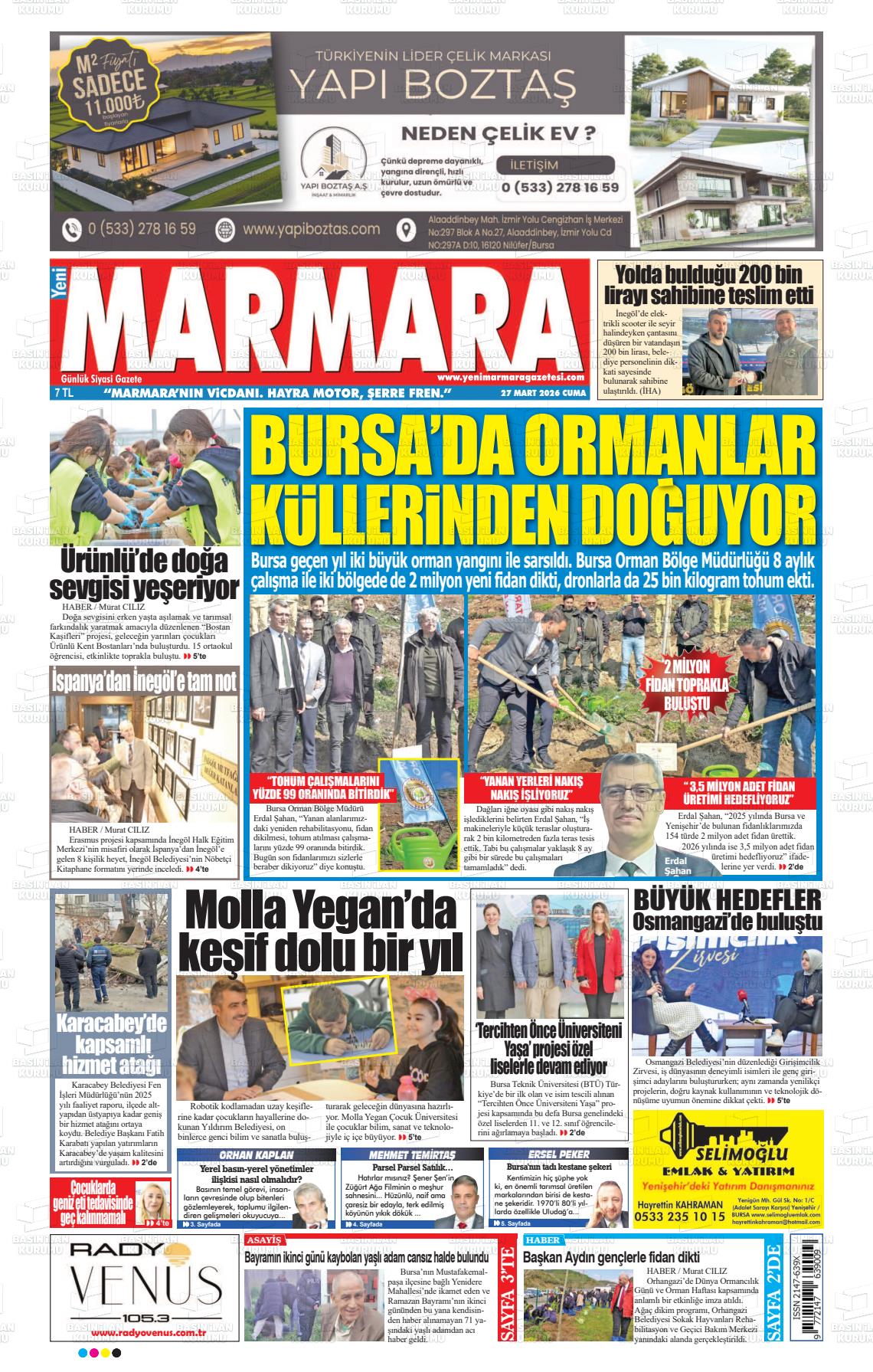 Bursa Yenimarmara 27.03.2026