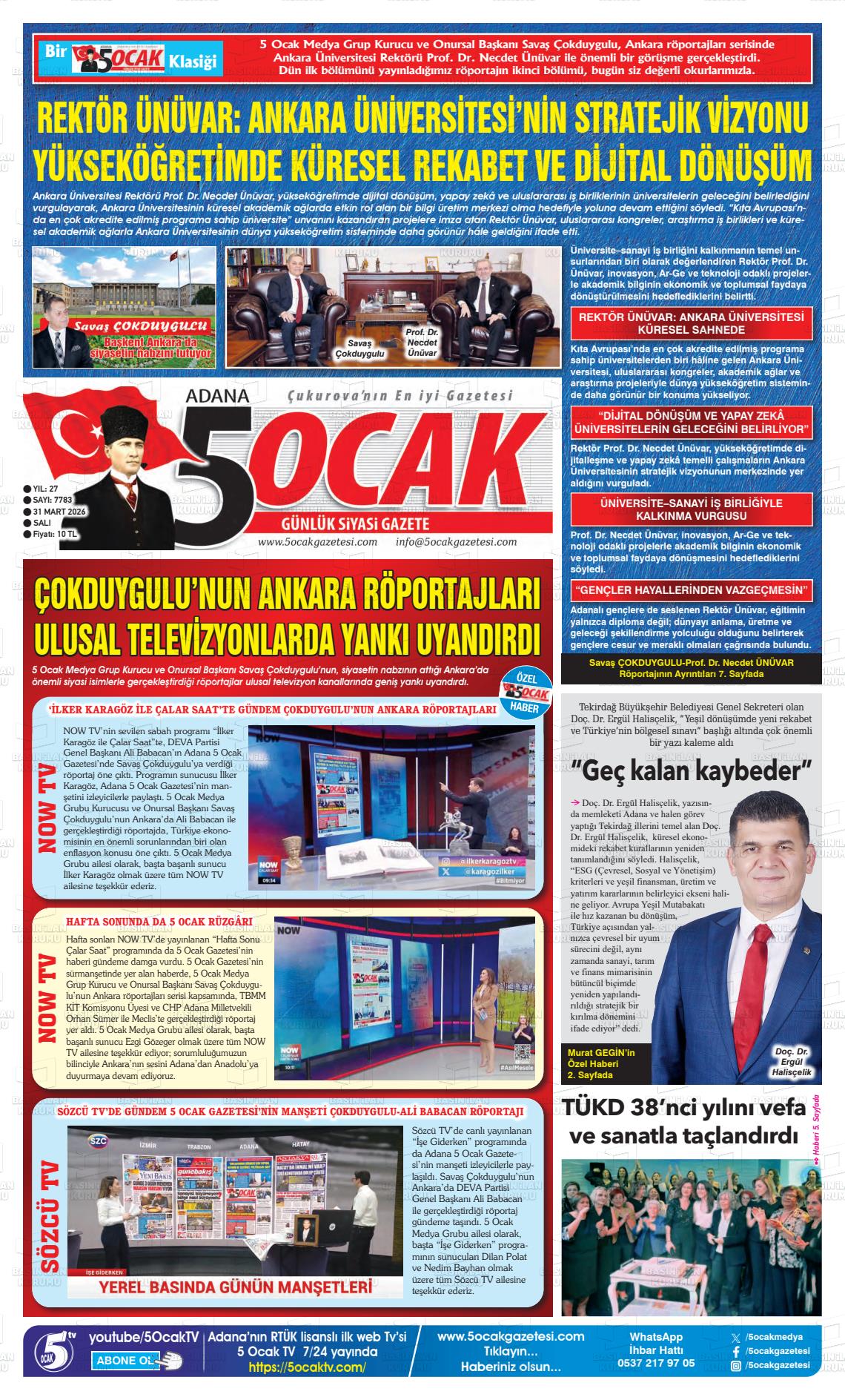 Adana 5 Ocak 31.03.2026