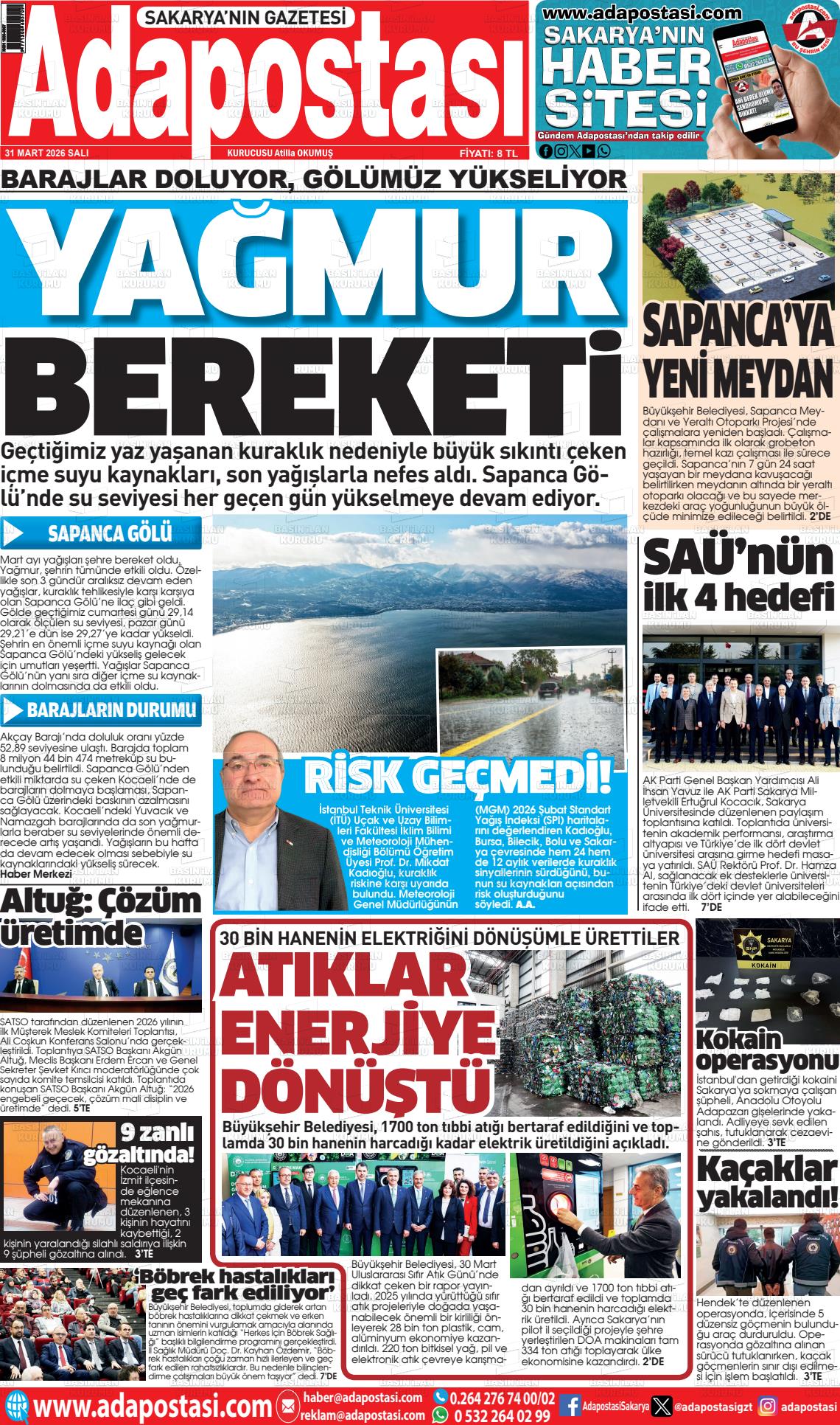 Sakarya Adapostasi 31.03.2026
