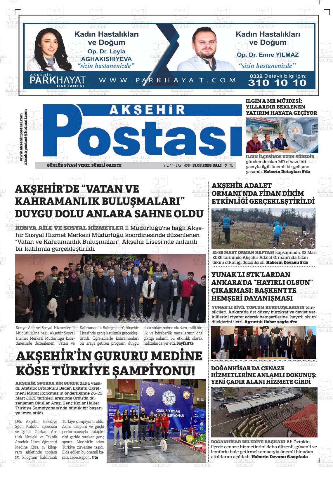 Konya Aksehirpostasi 31.03.2026