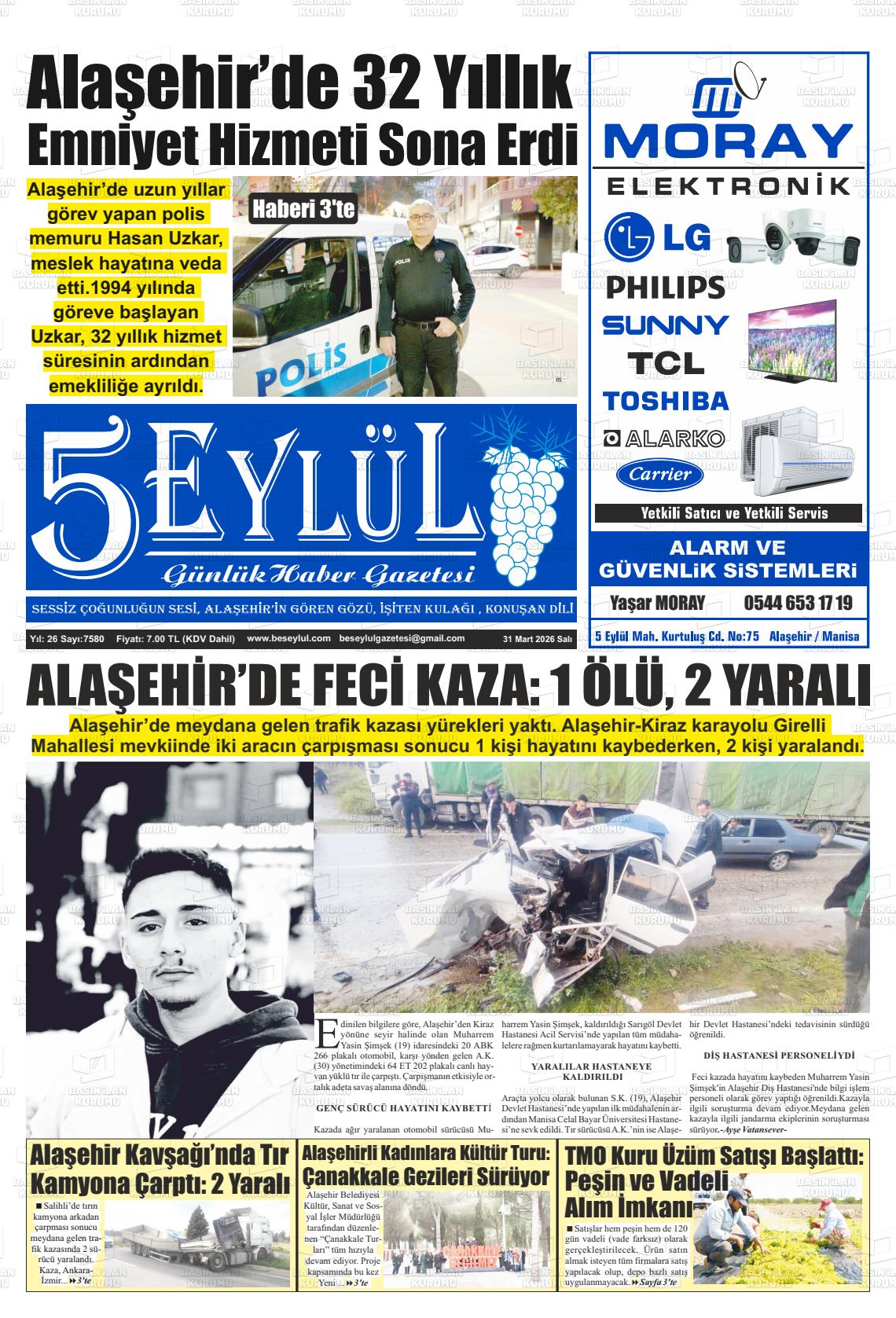 Manisa Alasehir 5 Eylul 31.03.2026