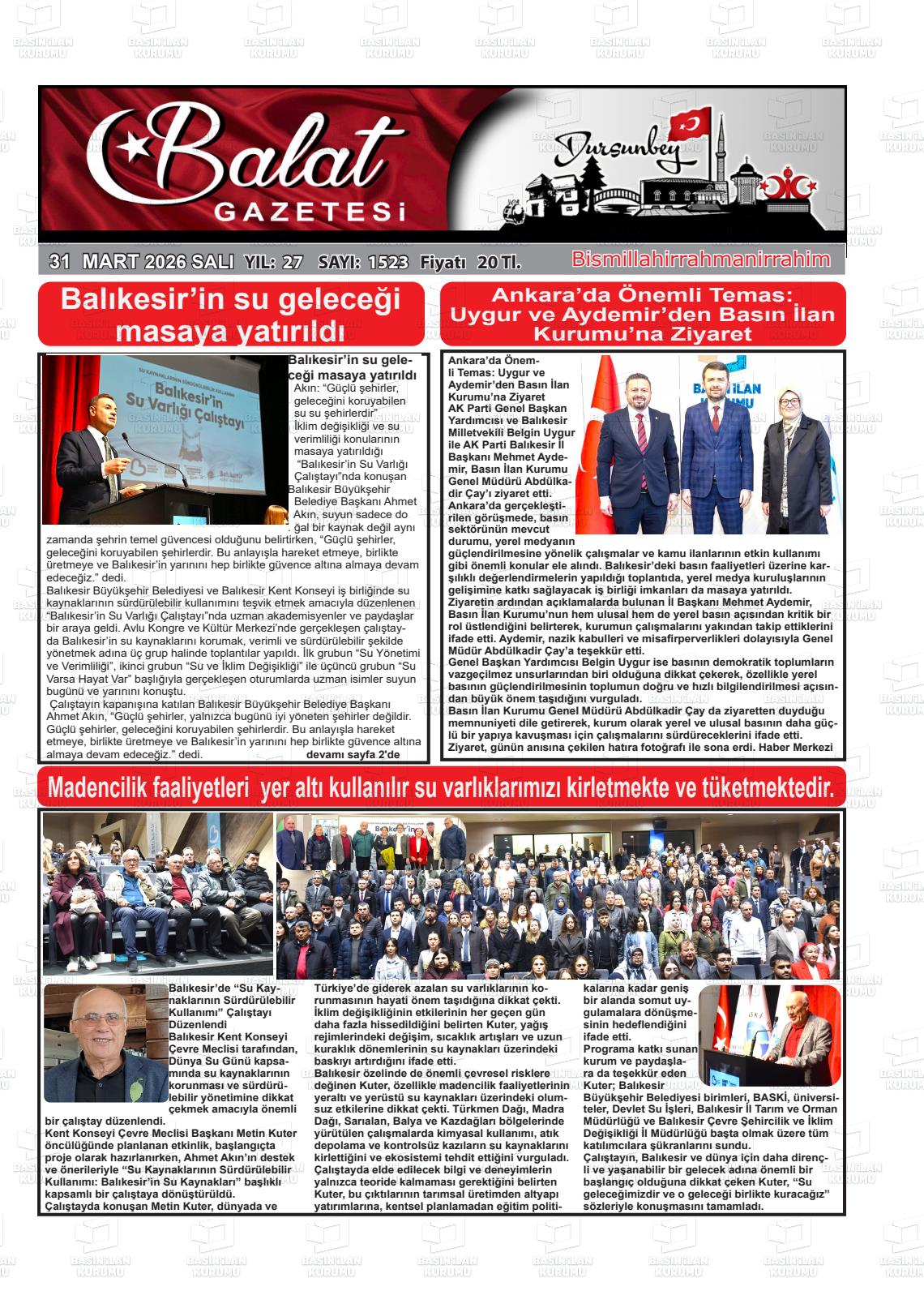 Balikesir Balat 31.03.2026