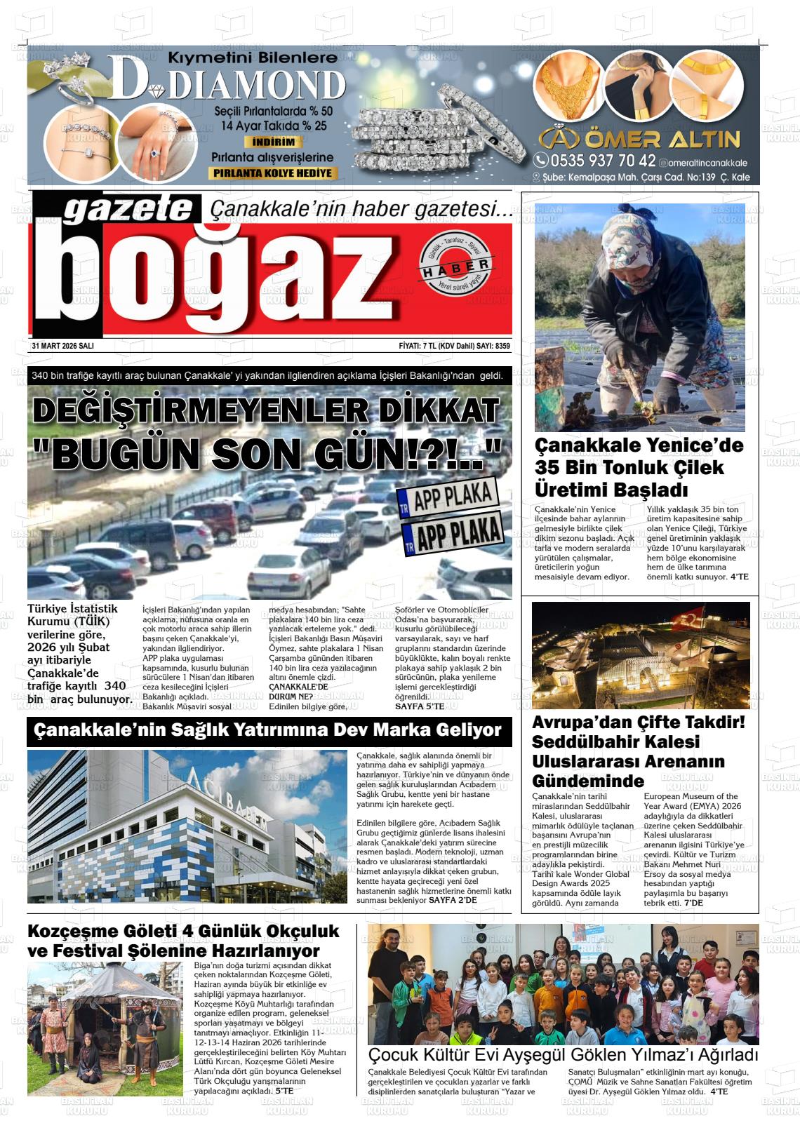 Canakkale Bogaz 31.03.2026