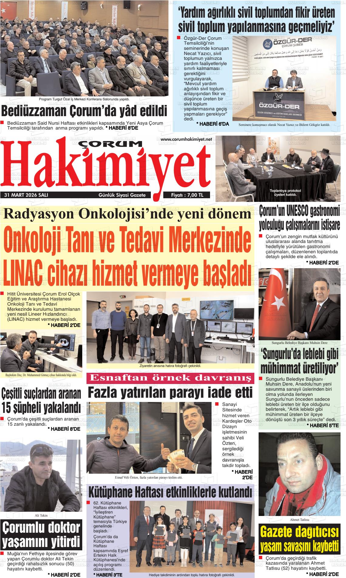 Corum Hakimiyet 31.03.2026