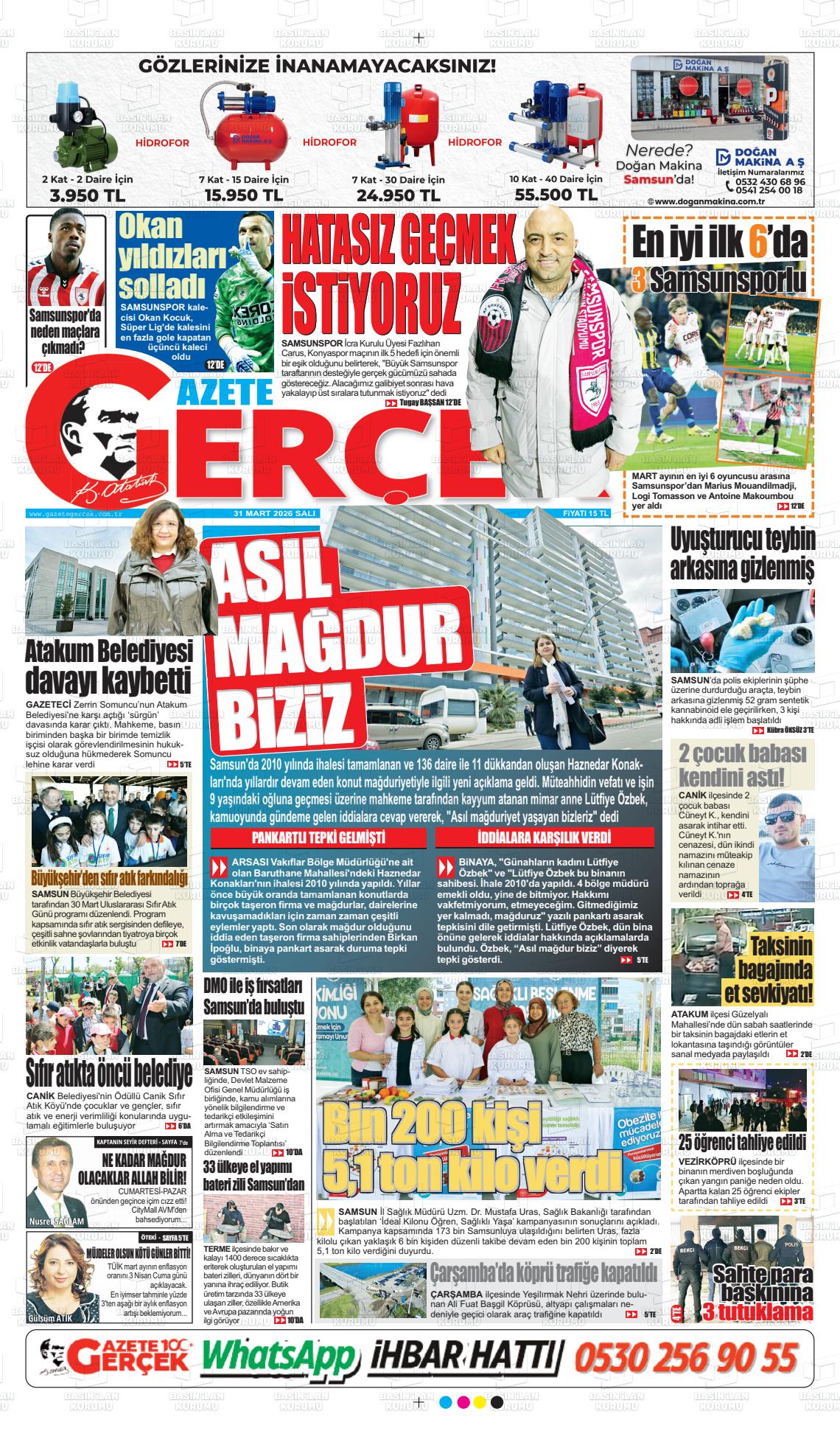 Samsun Gazetegercek 31.03.2026