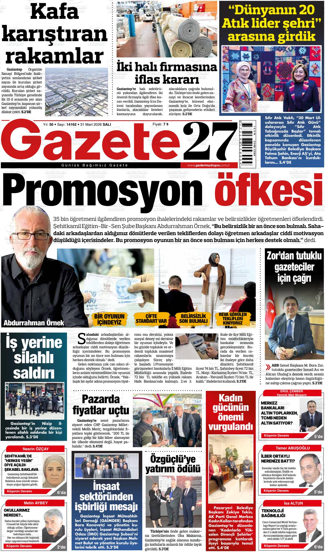 Gaziantep Dogus 31.03.2026