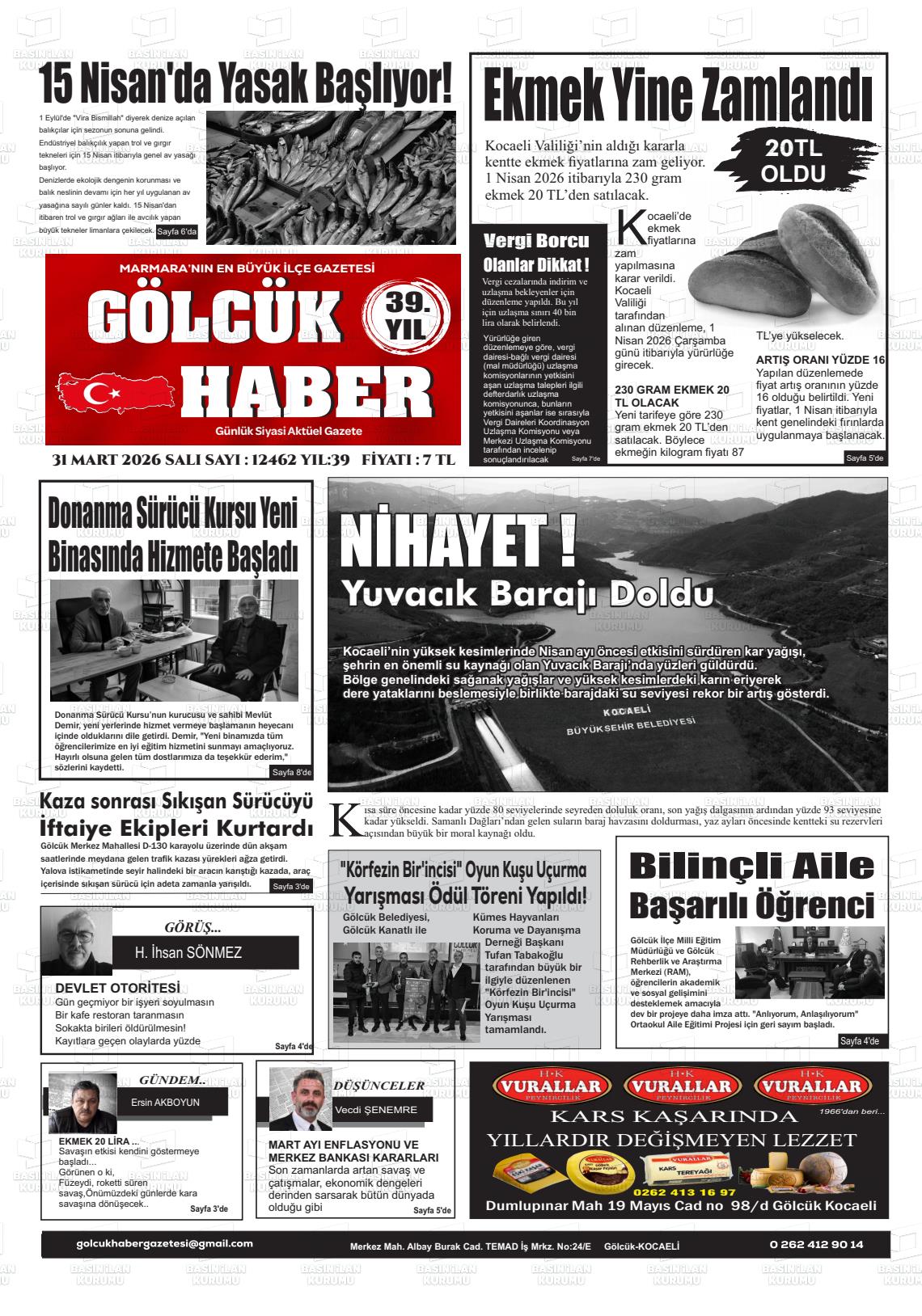 Kocaeli Golcukhaber 31.03.2026