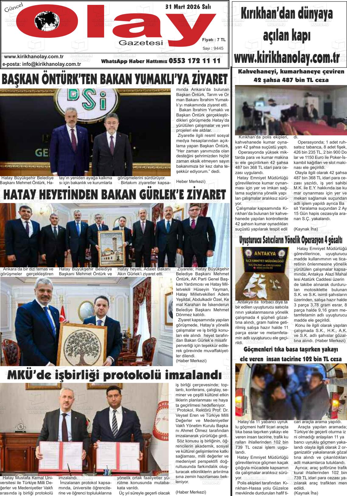 Hatay Guncelolay 31.03.2026