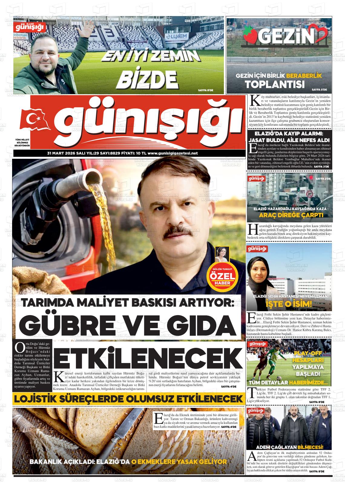 Elazig Gunisigi 31.03.2026