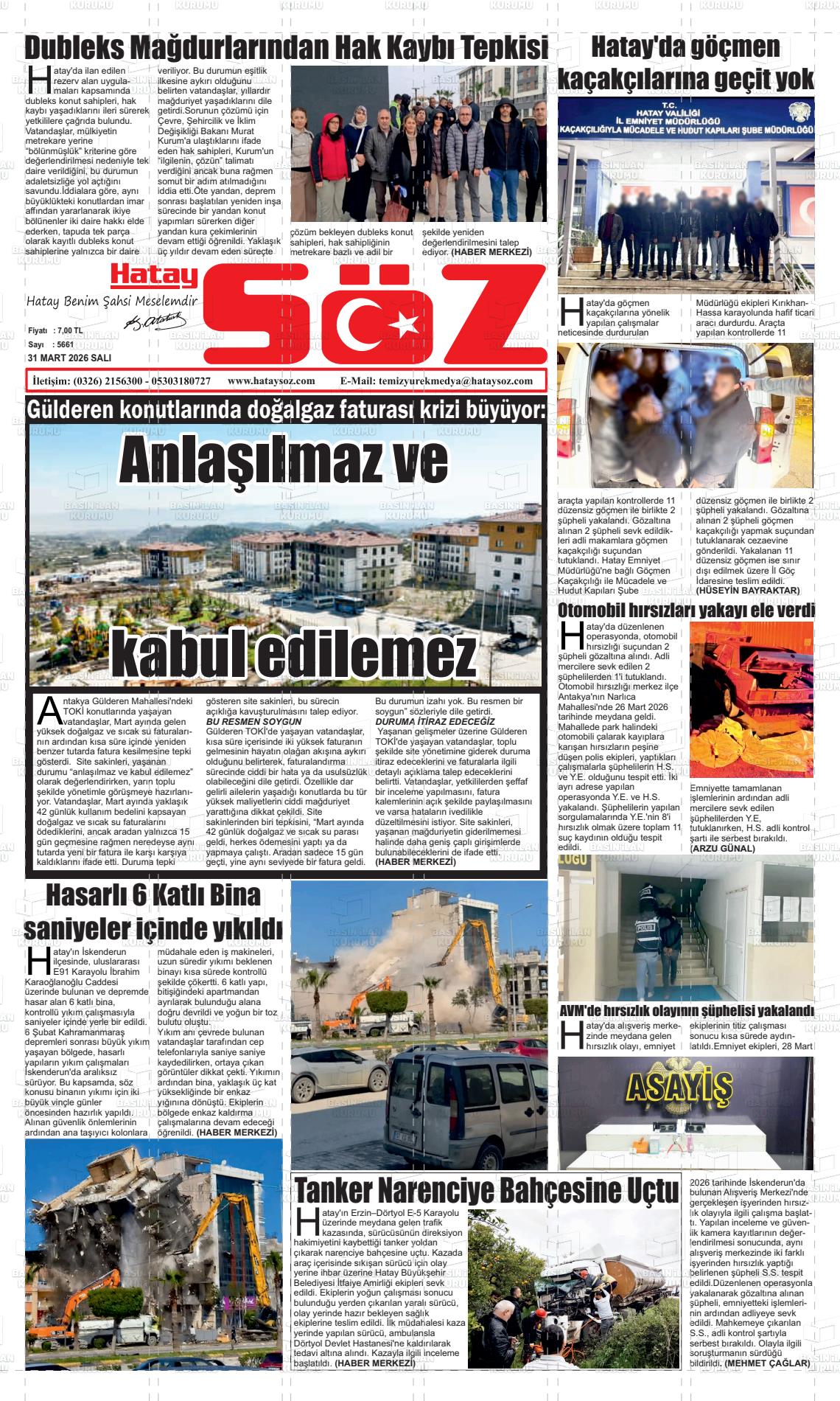 Hatay Soz 31.03.2026