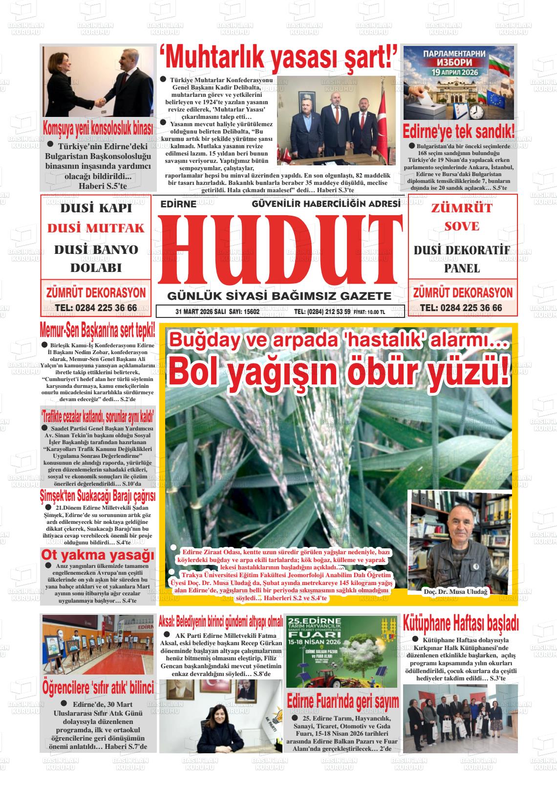 Edirne Hudut 31.03.2026