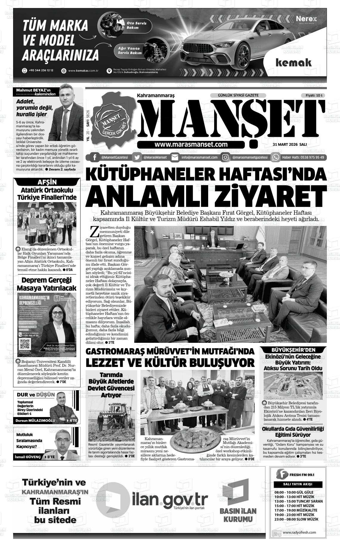 Kahramanmaras Manset 31.03.2026