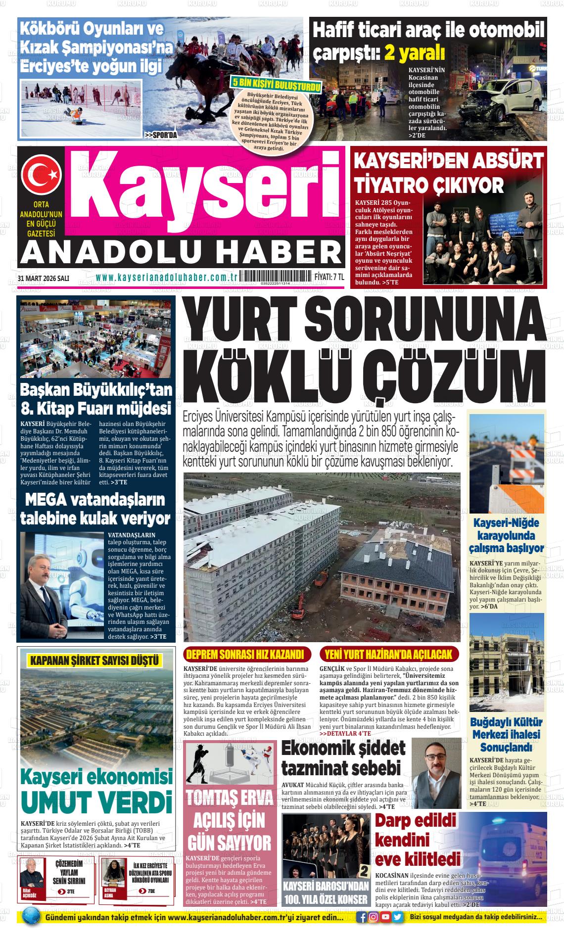 Kayseri Anadoluhaber 31.03.2026