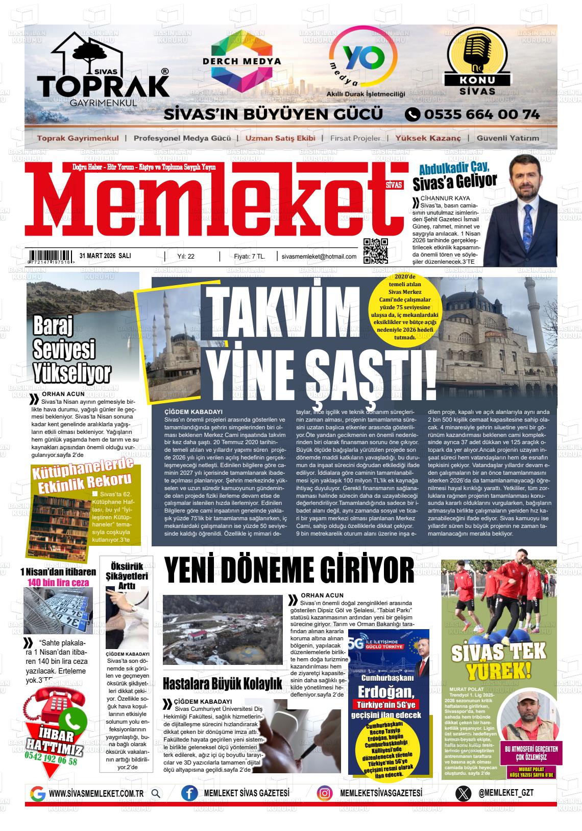 Sivas Memleket 31.03.2026