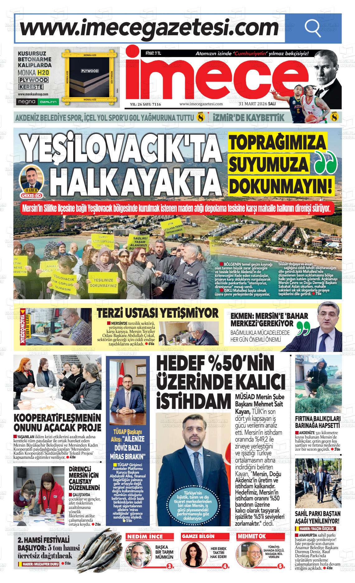 Mersin Imece 31.03.2026