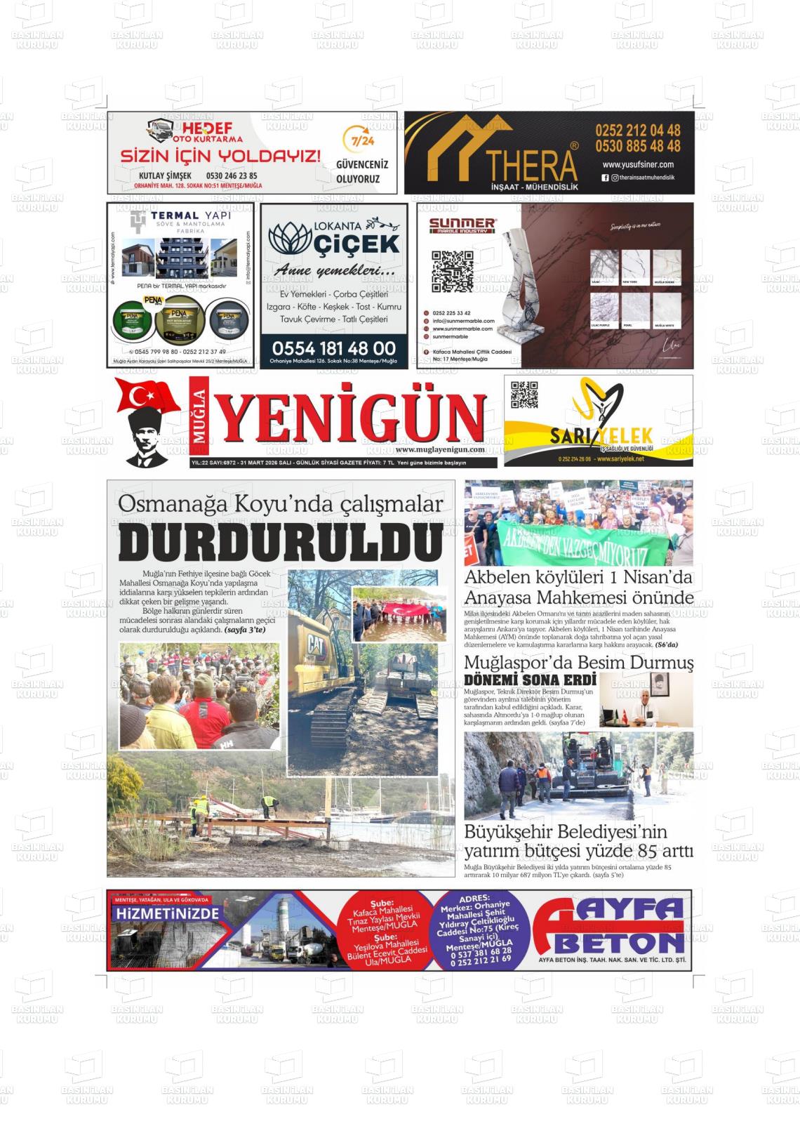 Mugla Yenigun 31.03.2026