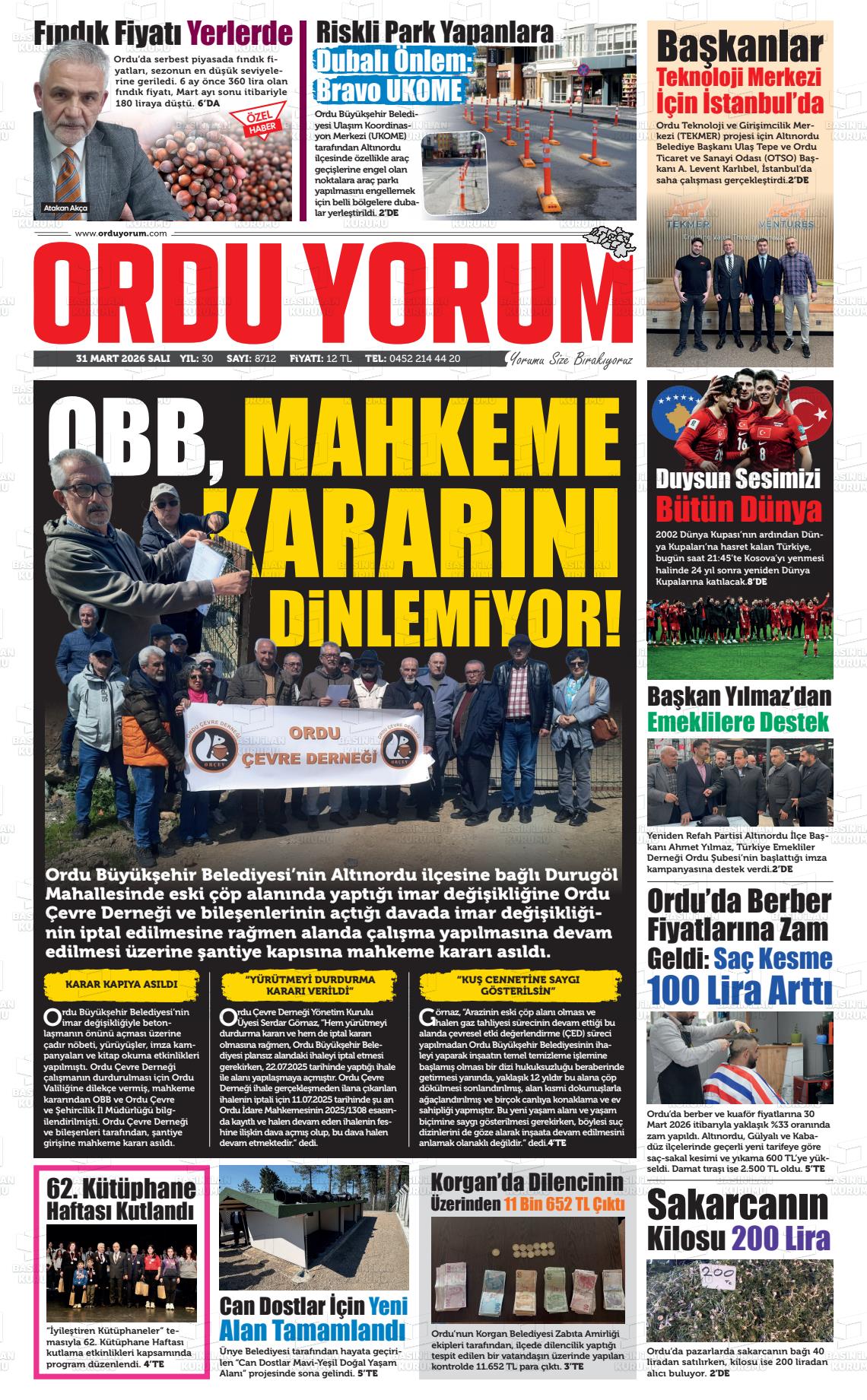 Ordu Yorum 31.03.2026