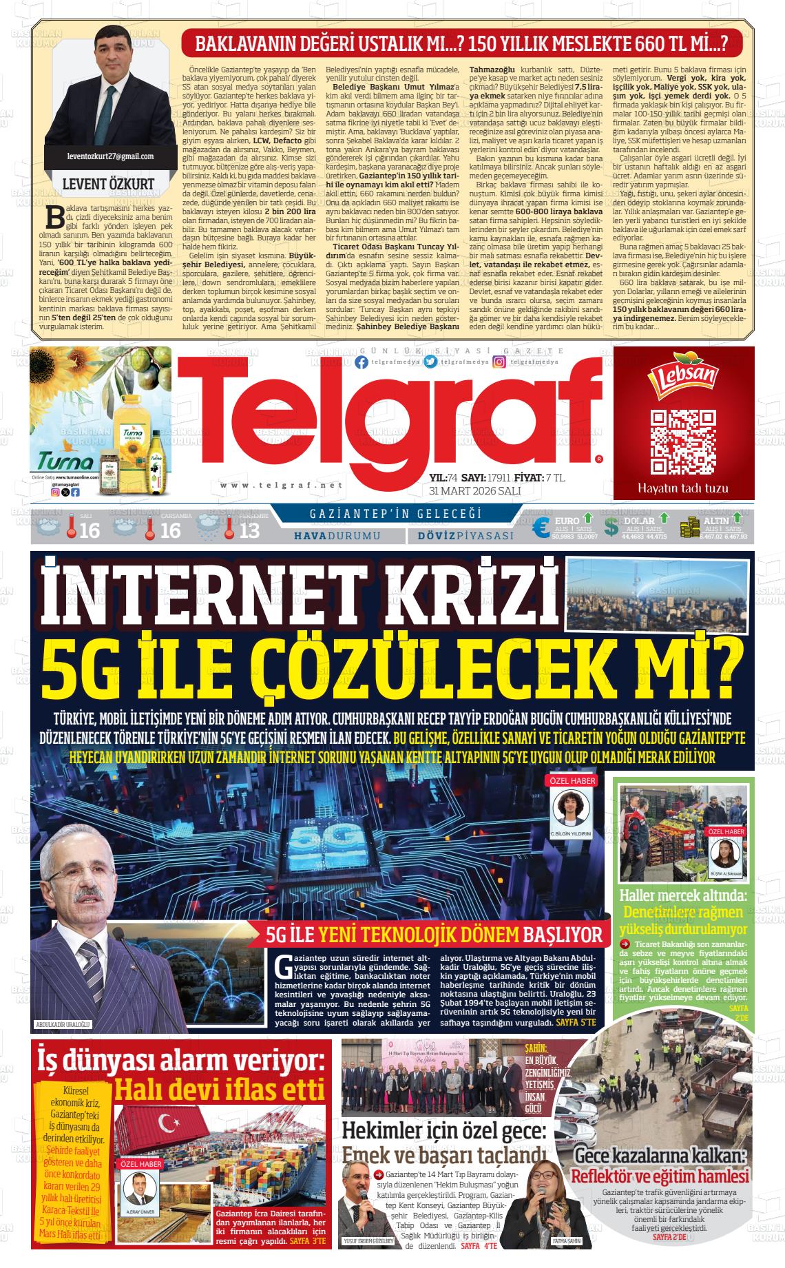 Gaziantep Telgraf 31.03.2026