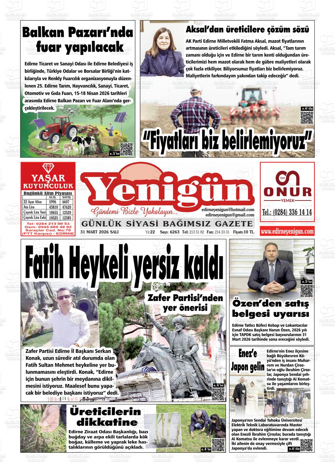 Izmir Yenigun 31.03.2026