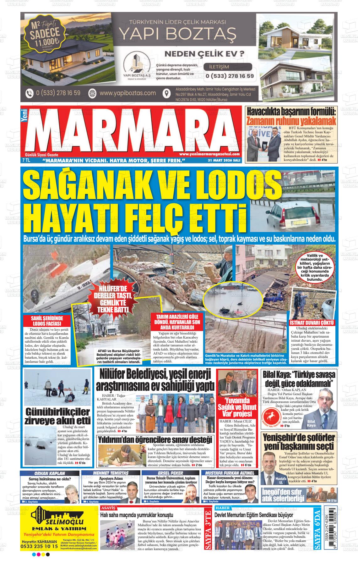 Bursa Yenimarmara 31.03.2026