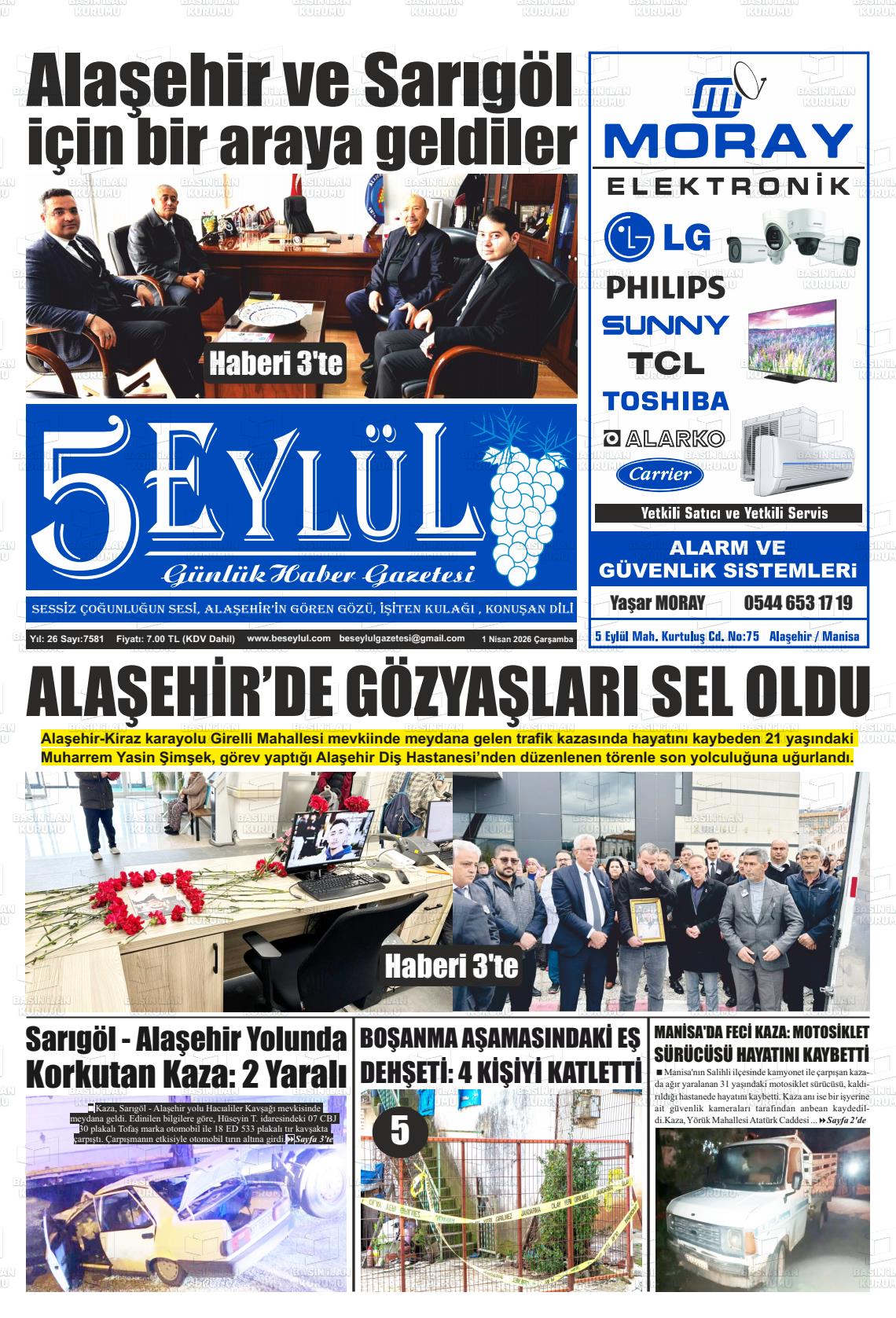 Manisa Alasehir 5 Eylul 01.04.2026