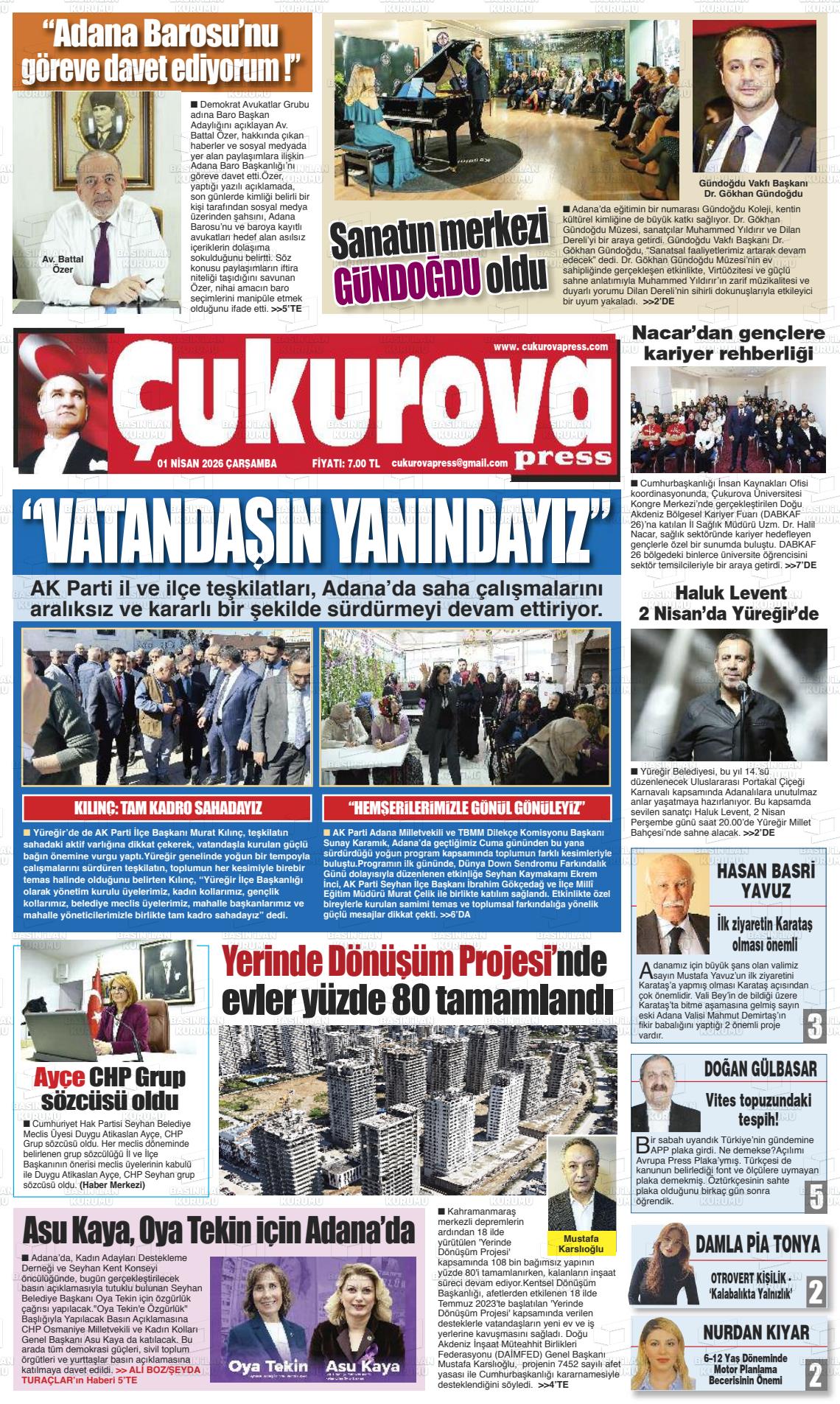 Adana Cukurovapress 01.04.2026