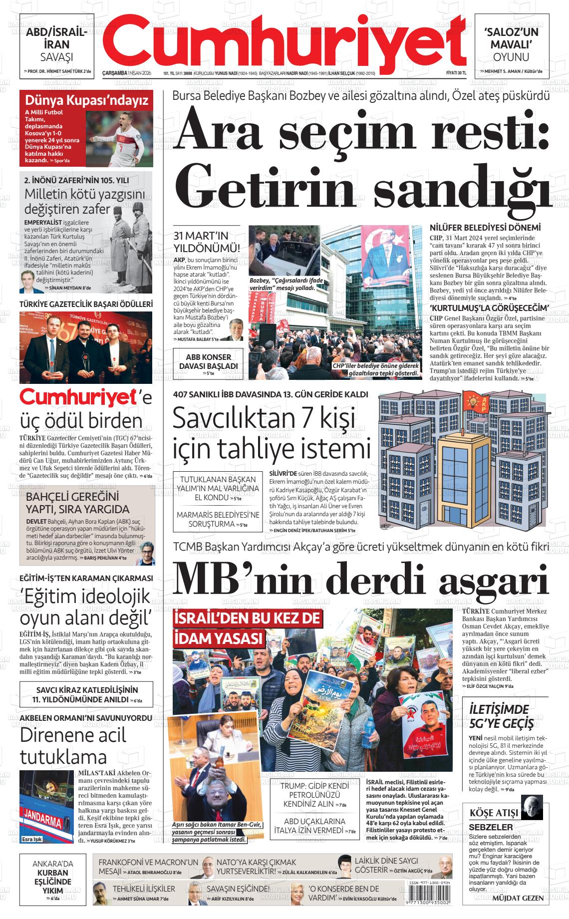 Cumhuriyet Gazetesi 01.04.2026