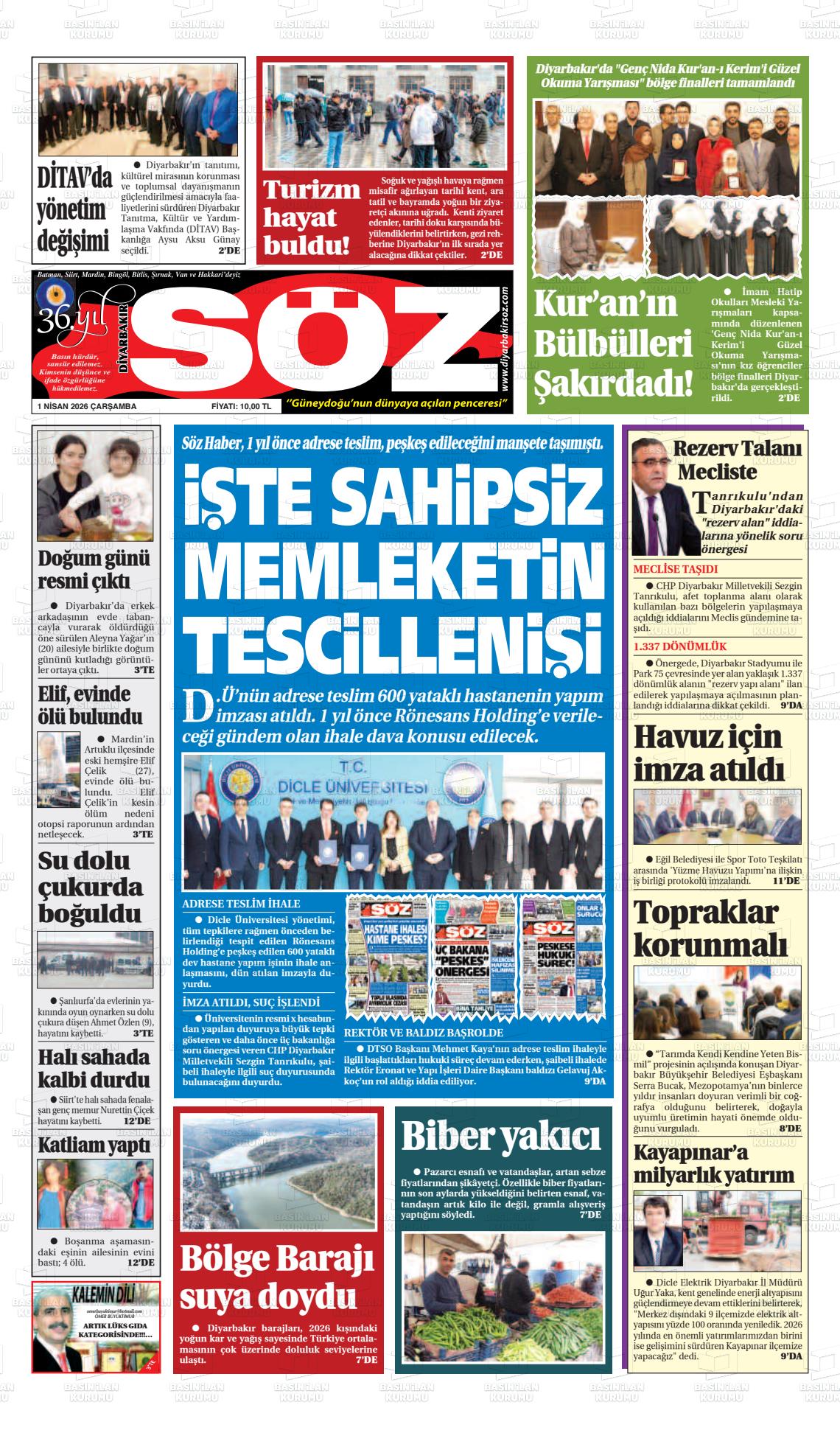 Diyarbakir Soz 01.04.2026