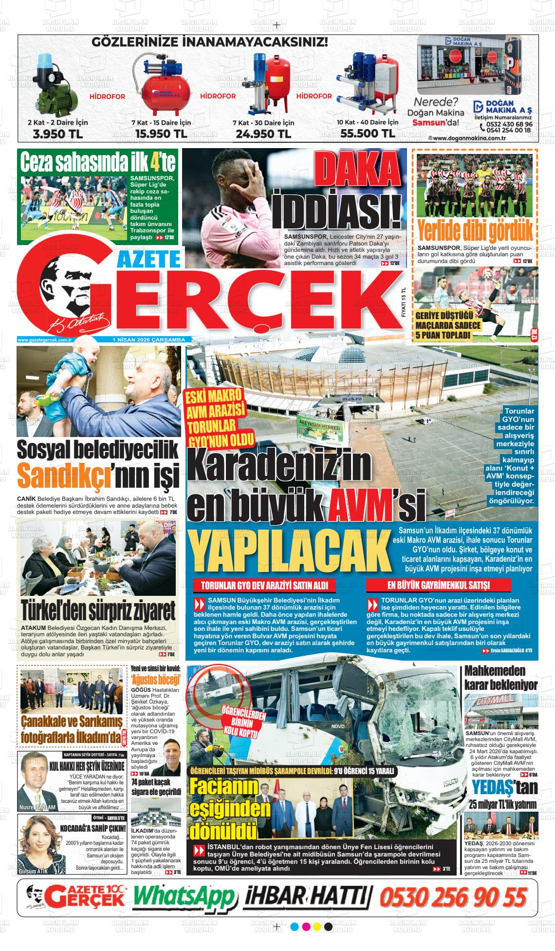 Samsun Gazetegercek 01.04.2026
