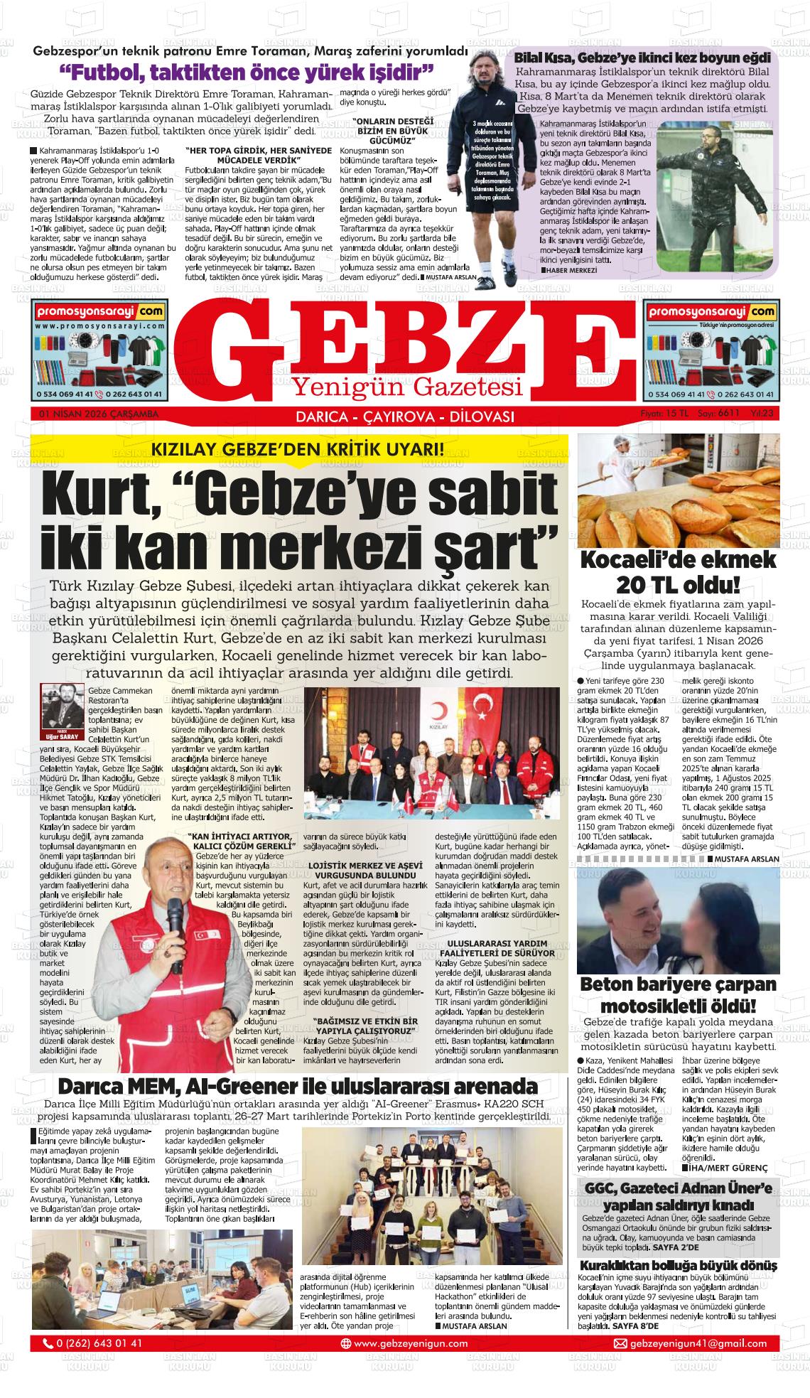 Kocaeli Gebzeyenigun 01.04.2026