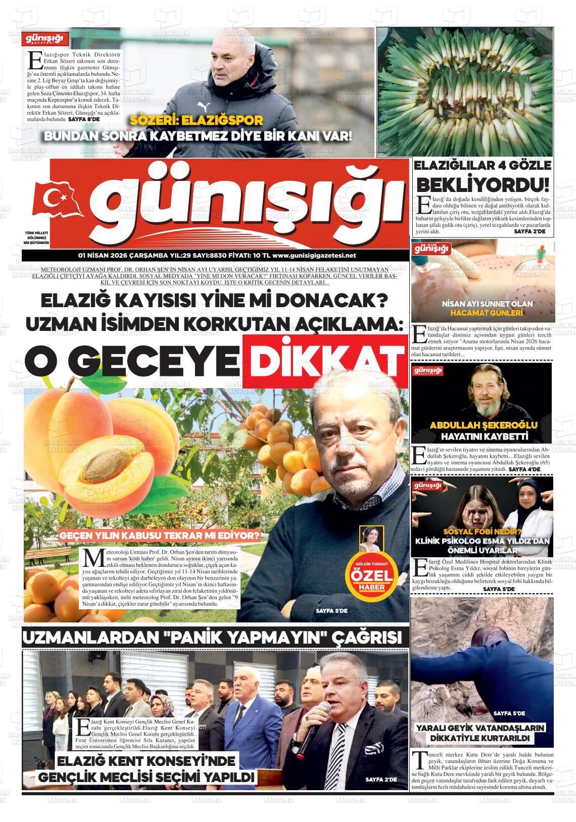 Elazig Gunisigi 01.04.2026