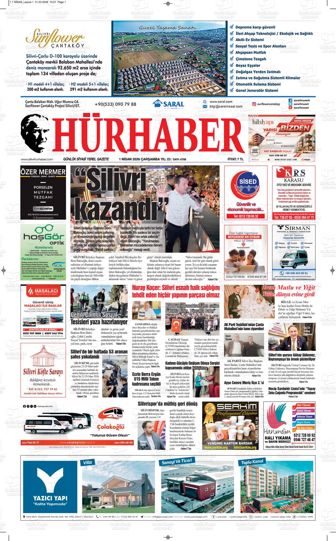 Hür Haber Gazetesi 01.04.2026