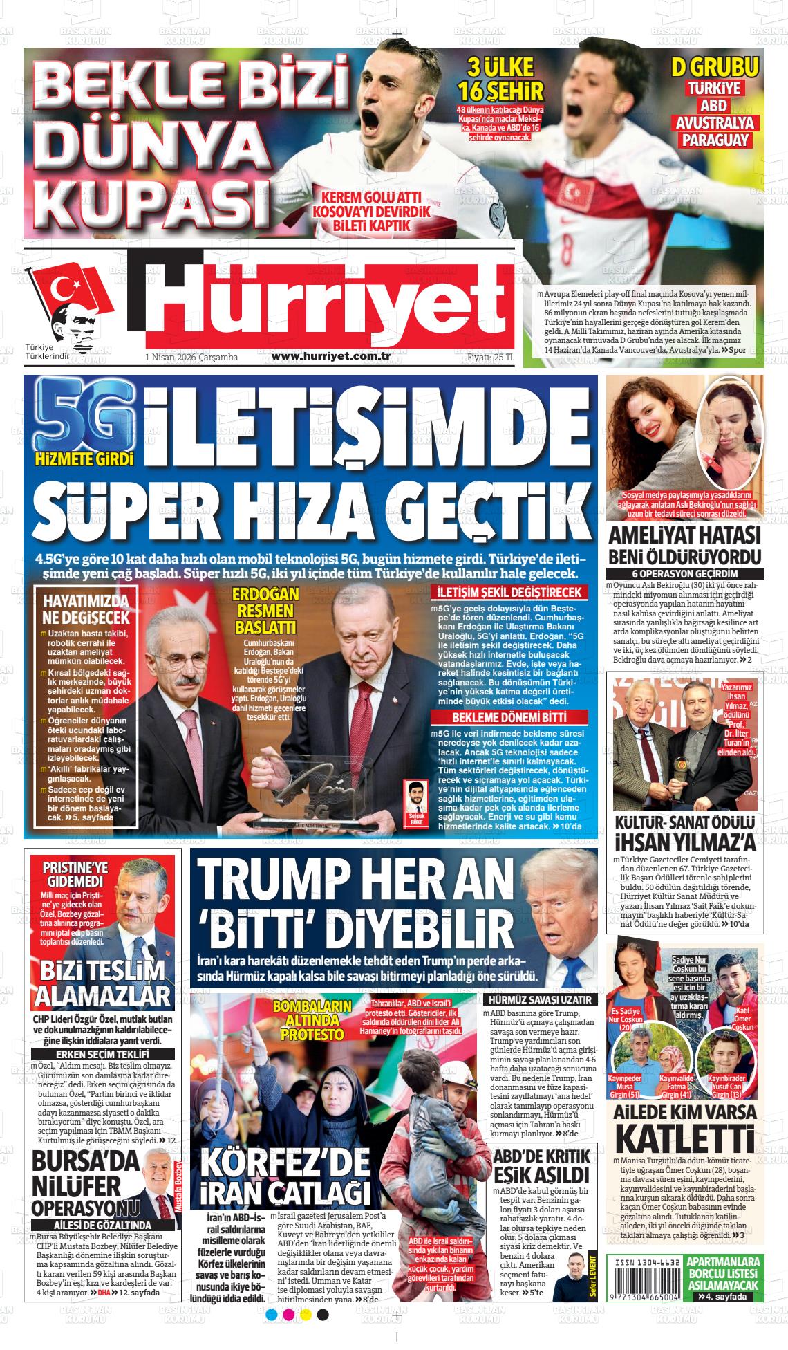 Hürriyet Gazetesi 01.04.2026