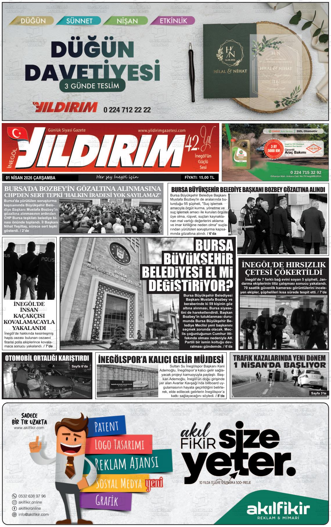 Bursa Inegolyildirim 01.04.2026