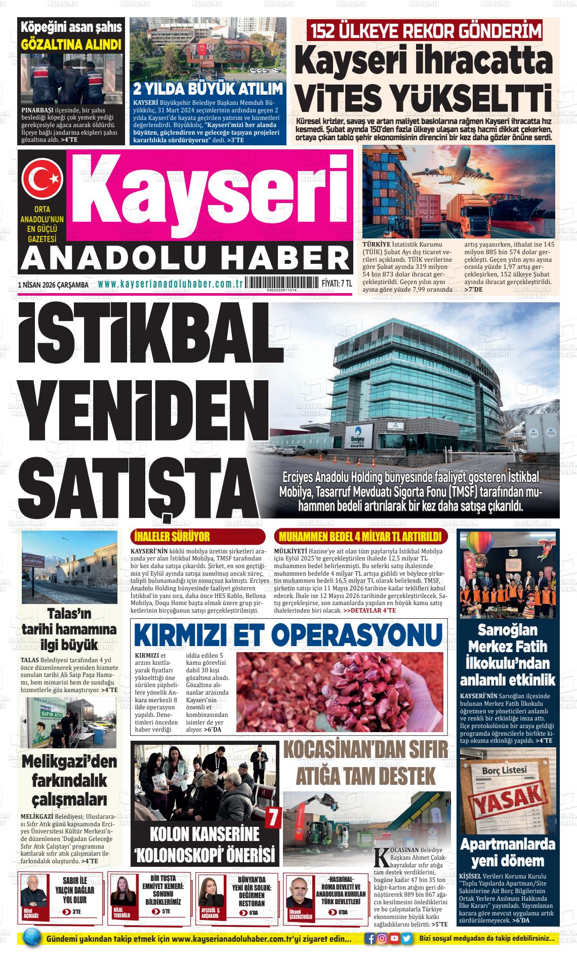Kayseri Anadoluhaber 01.04.2026