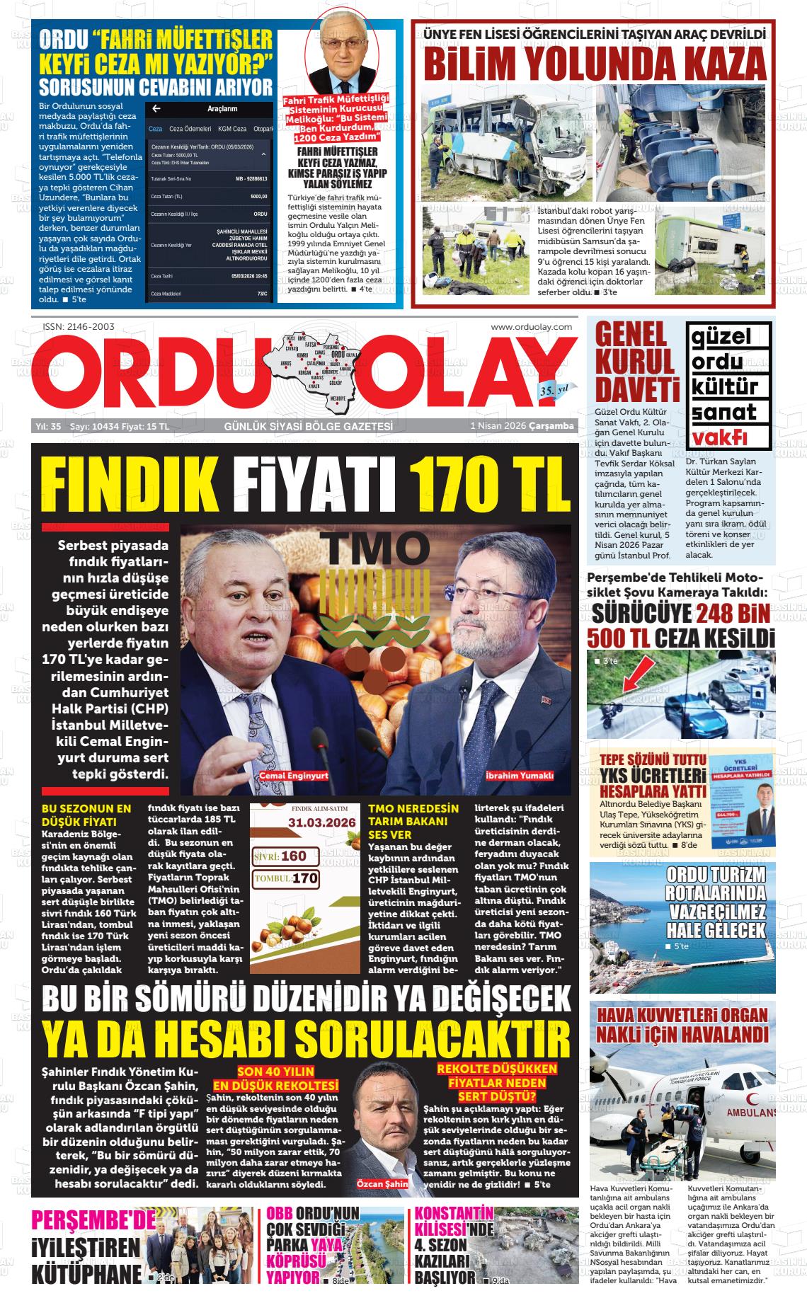 Ordu Olay 01.04.2026
