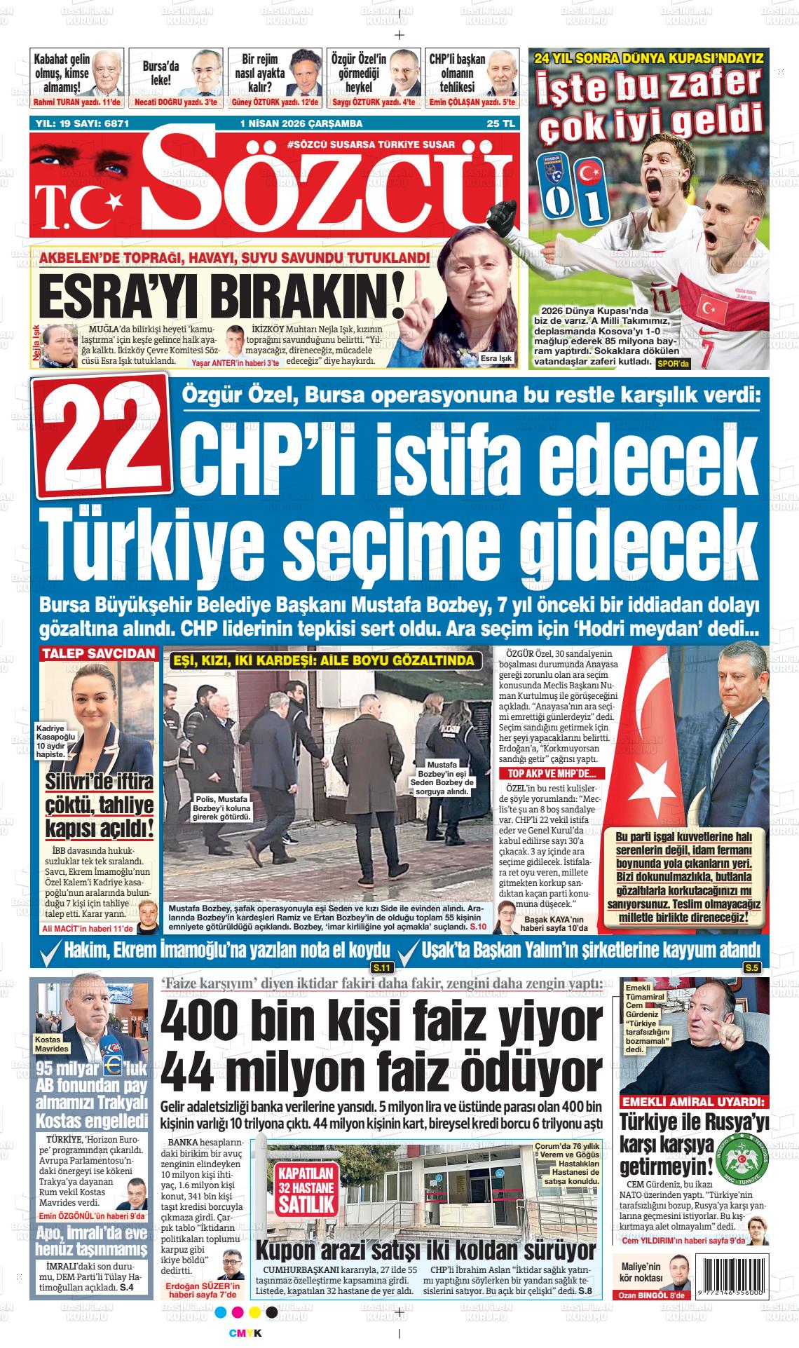 Sözcü Gazetesi 01.04.2026