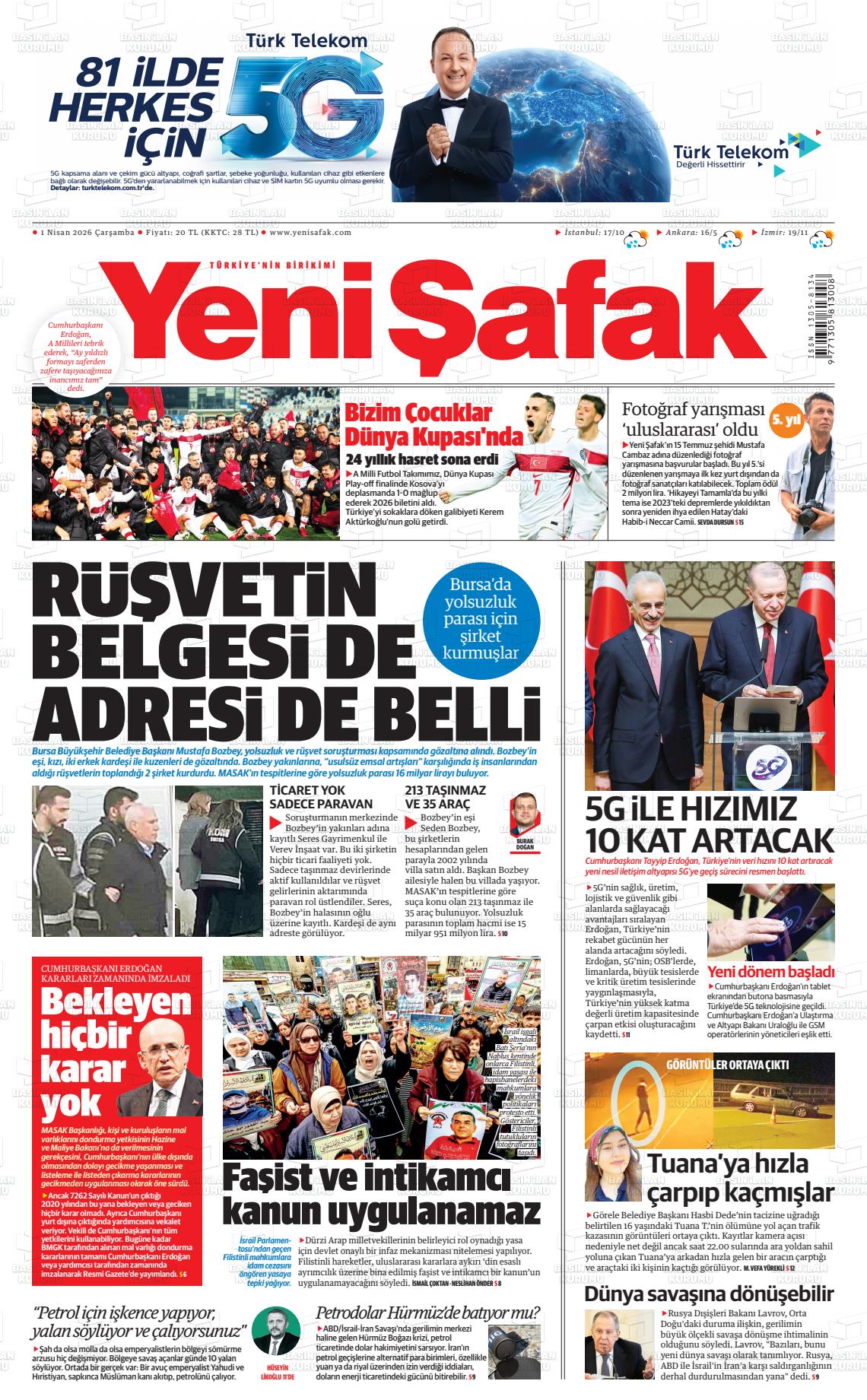 Yeni Şafak Gazetesi 01.04.2026