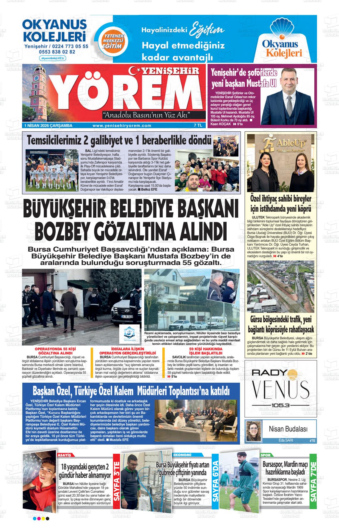 Bursa Yenisehiryorem 01.04.2026