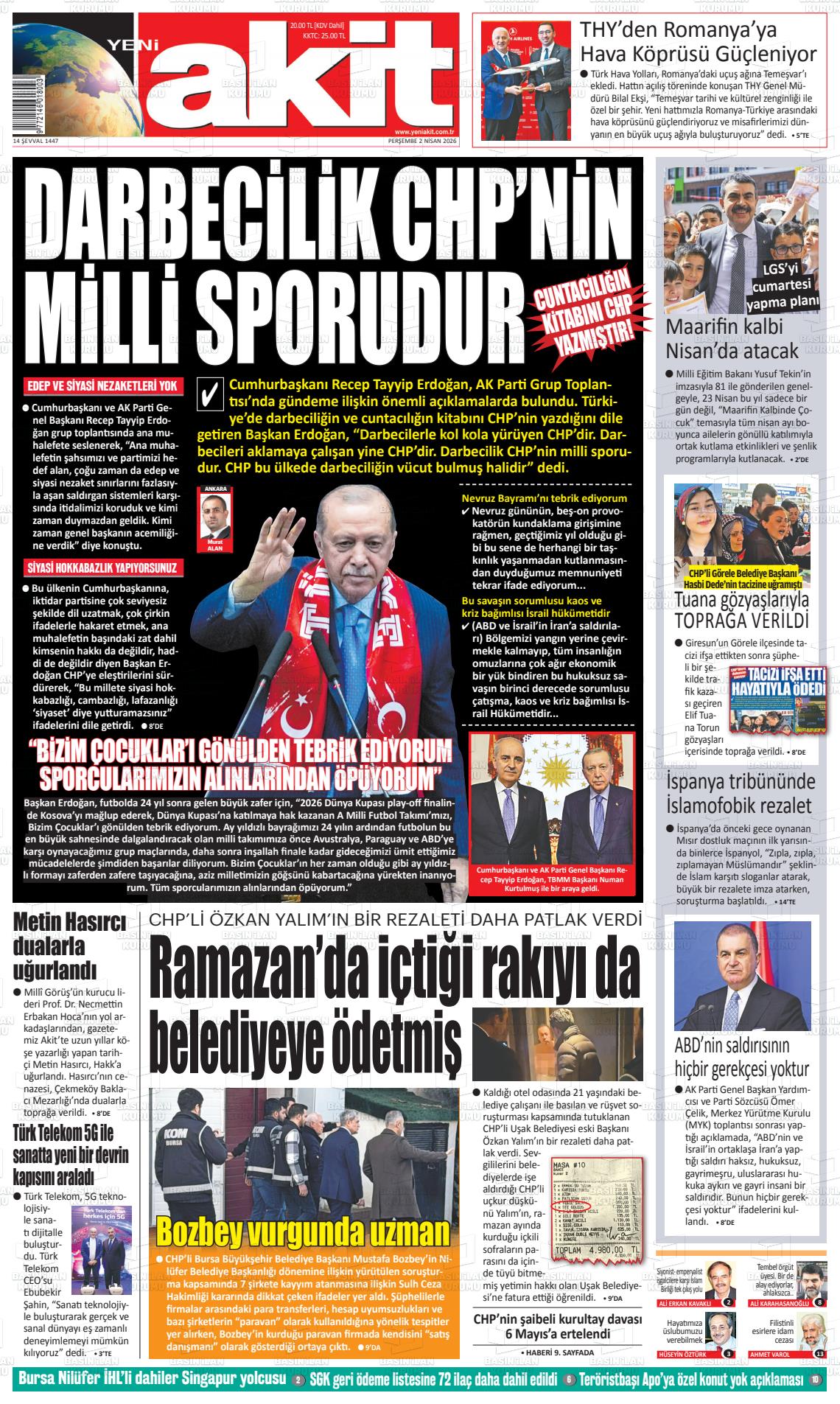 Yeni Akit Gazetesi 02.04.2026