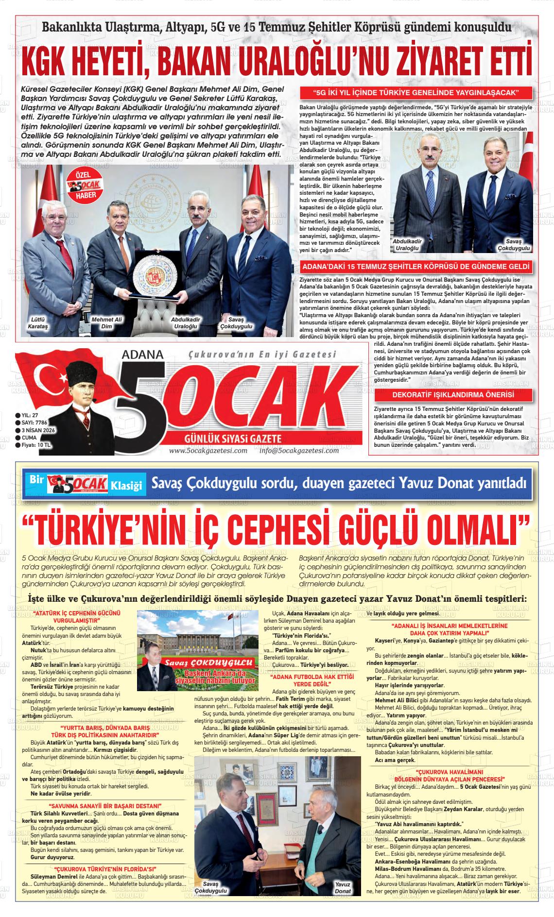 Adana 5 Ocak 03.04.2026