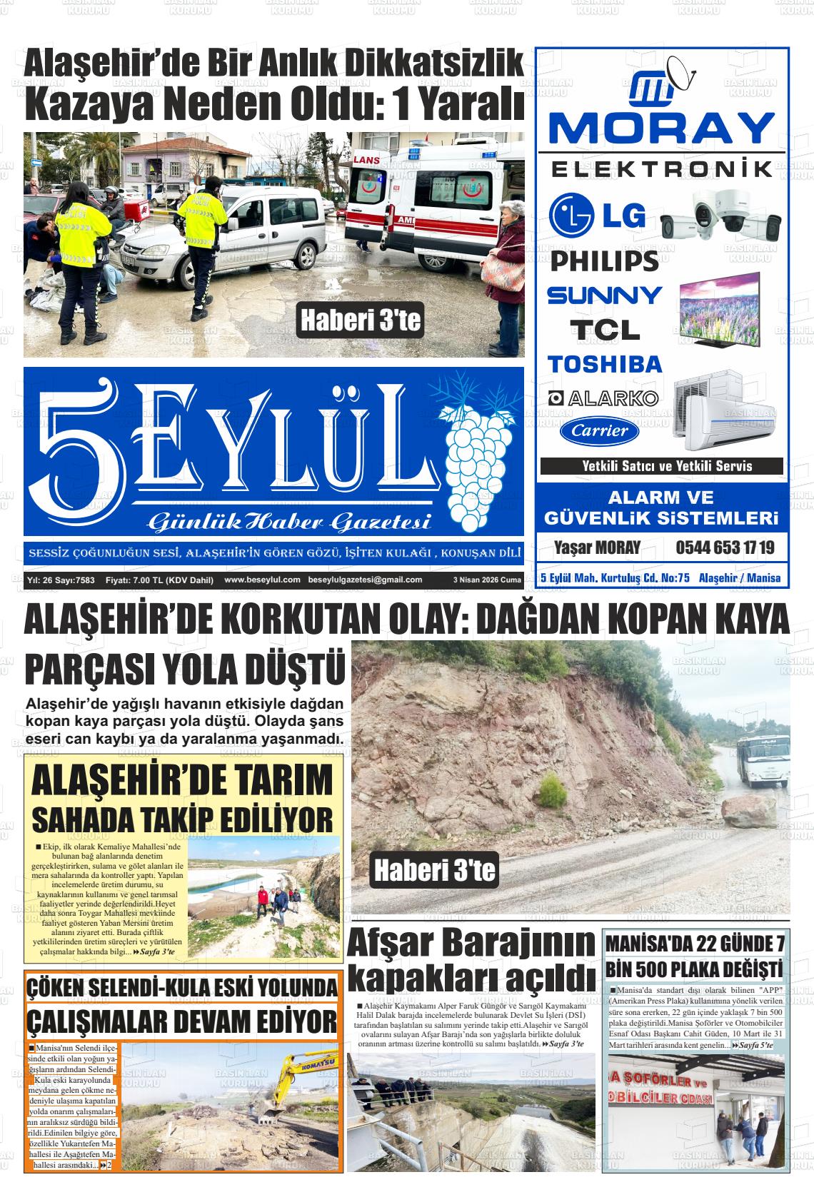 Manisa Alasehir 5 Eylul 03.04.2026