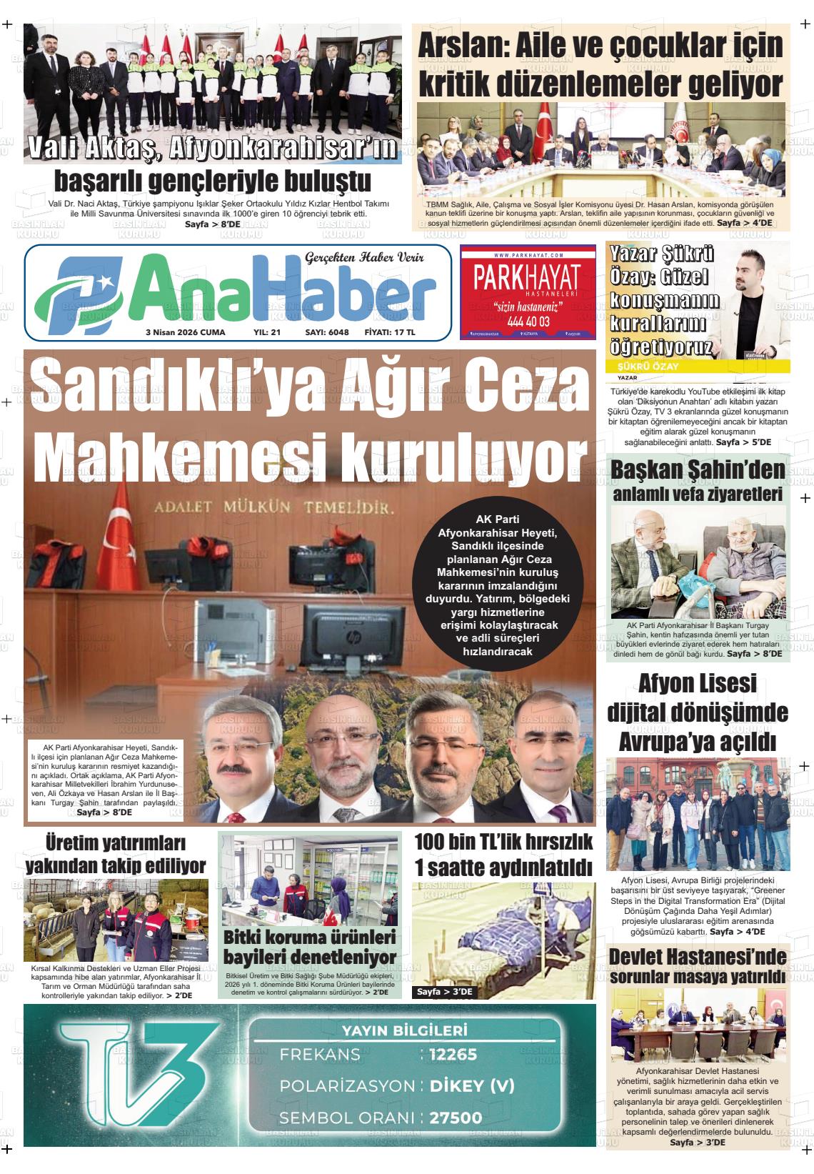 Afyonkarahisar Anahaber 03.04.2026
