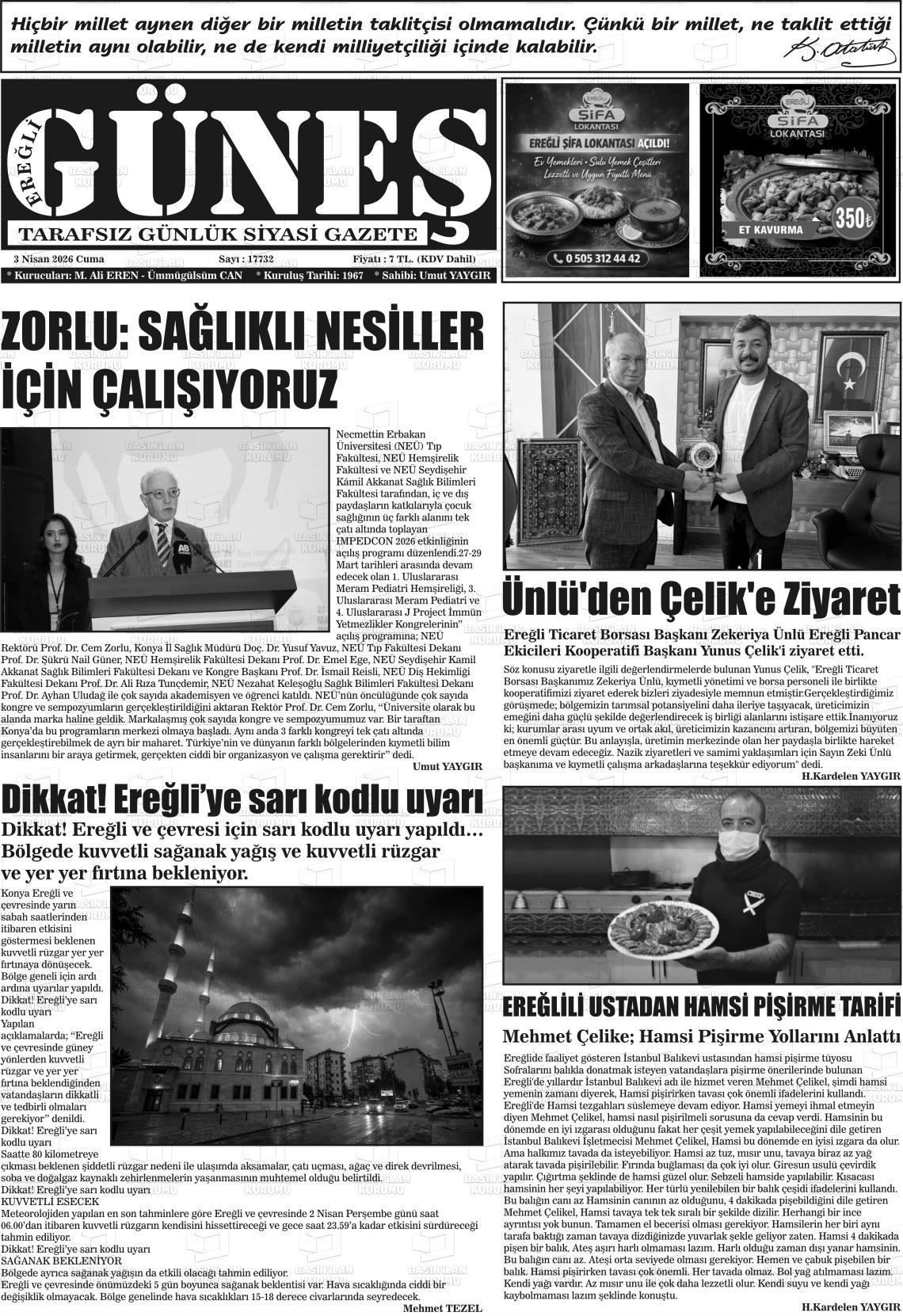 Konya Eregligunes 03.04.2026