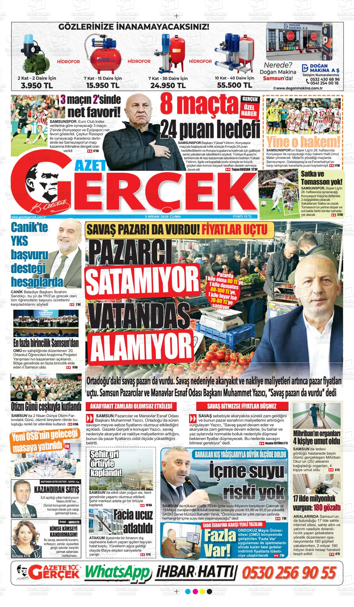 Samsun Gazetegercek 03.04.2026