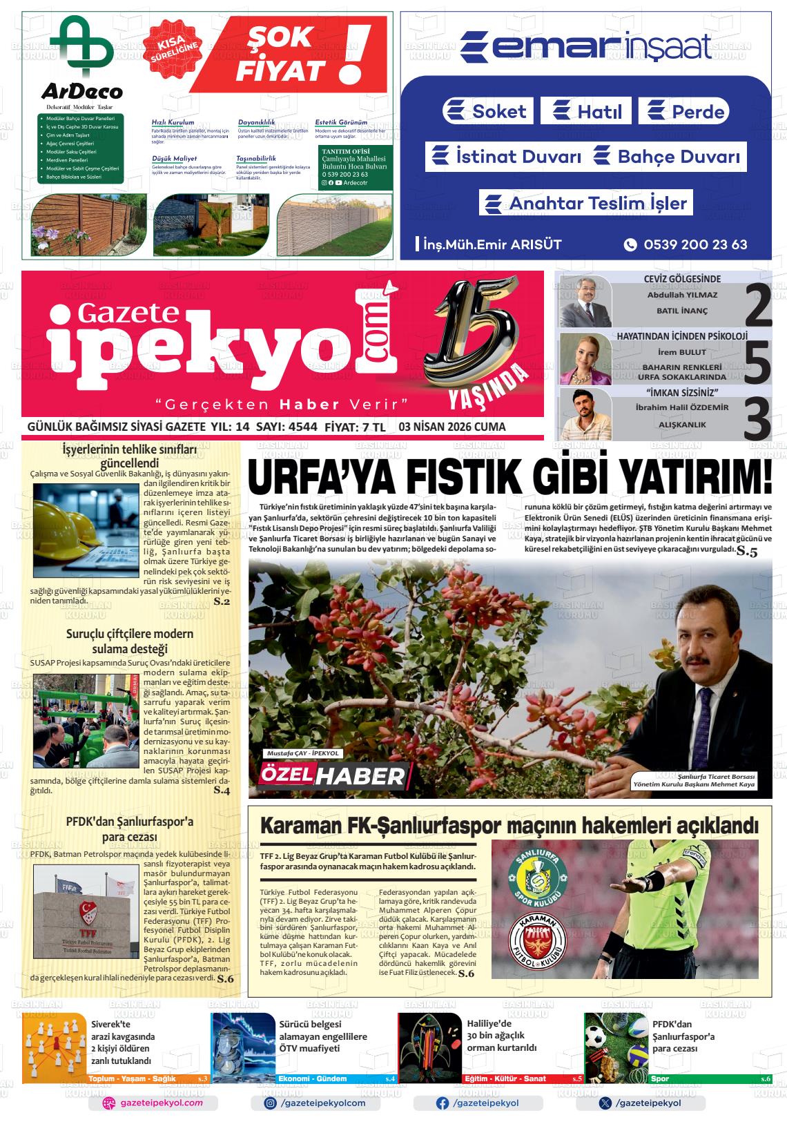 Sanliurfa Gazeteipekyol 03.04.2026