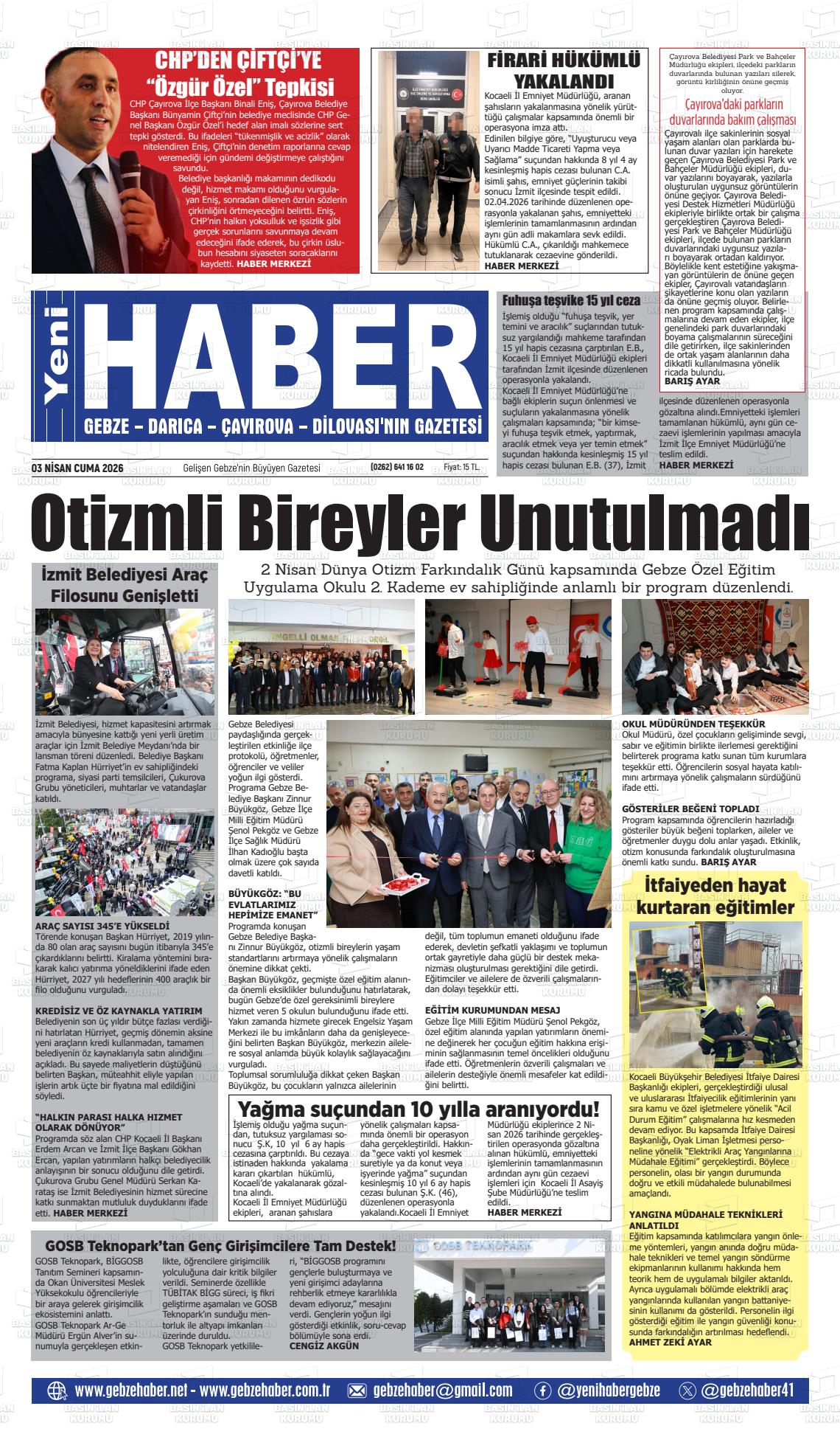 Kocaeli Gebzehaber 03.04.2026