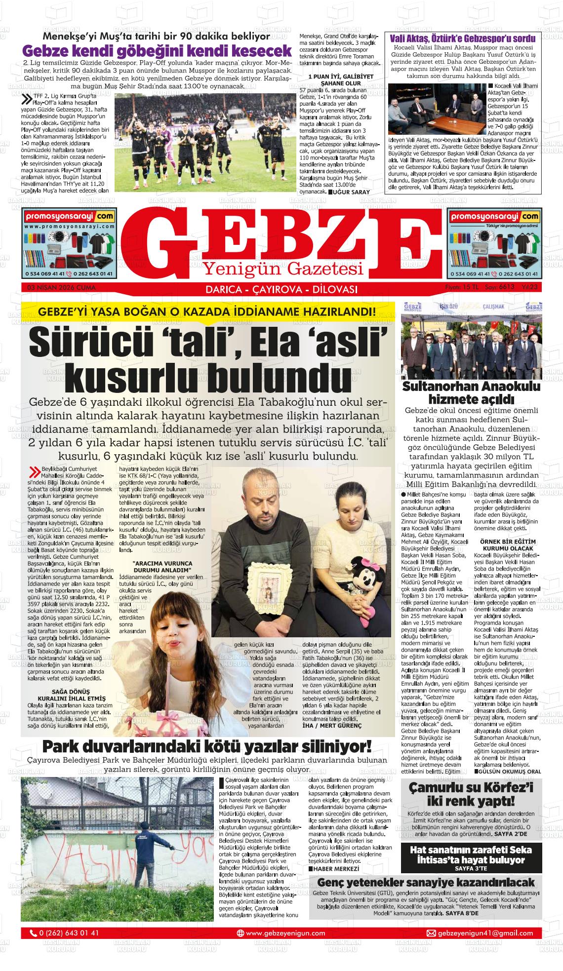 Kocaeli Gebzeyenigun 03.04.2026